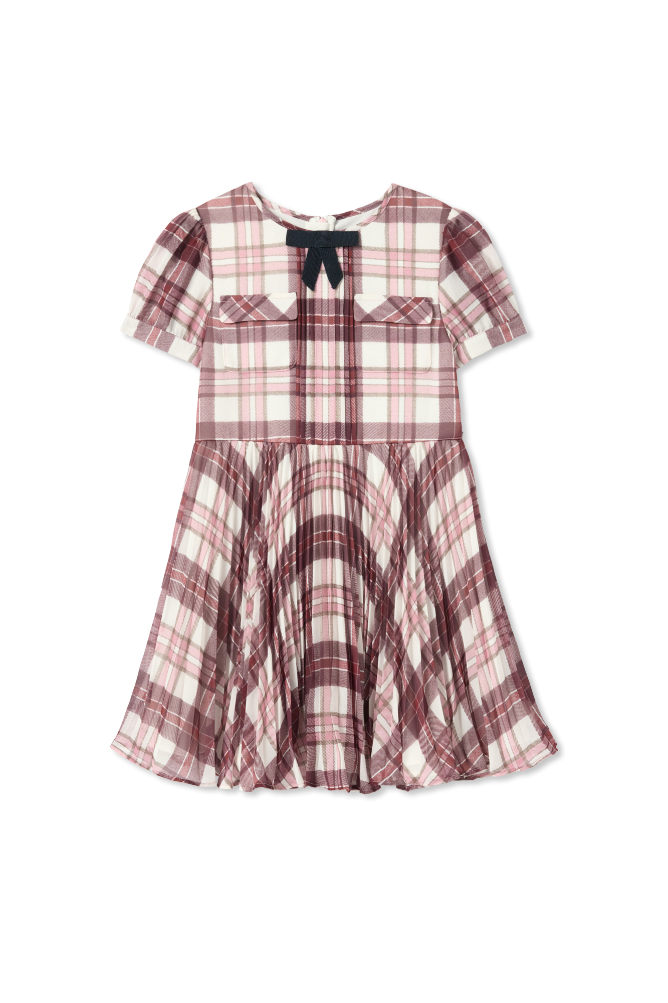 Self-Portrait Kids Sukienka Ze Wzorem W Kratkę, Unisex, Bordo
