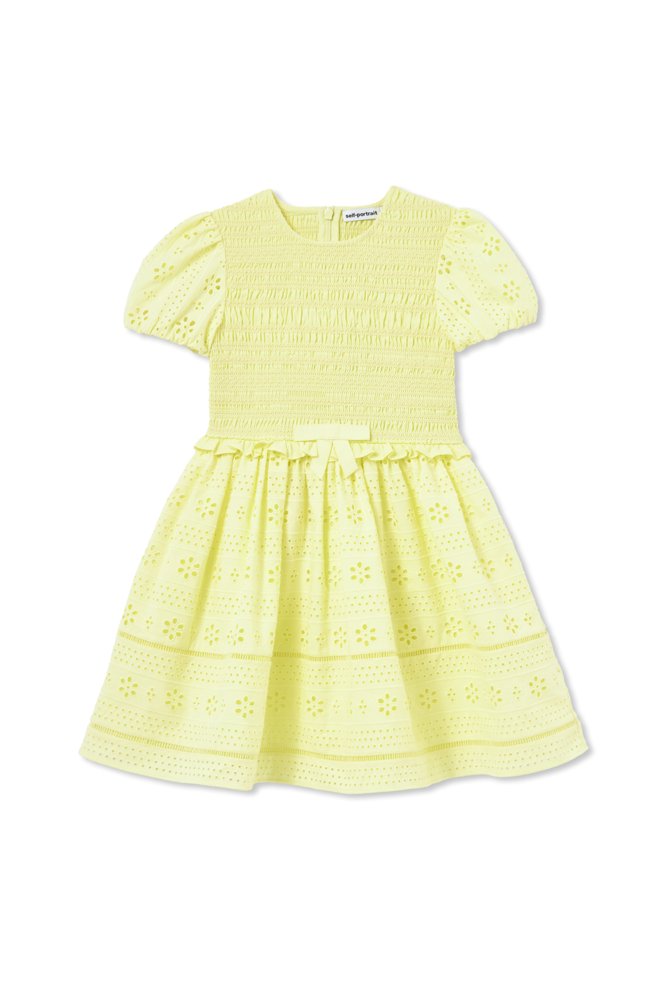 Self-Portrait Kids Sukienka Z Ażurowym Wykończeniem, Unisex, żółty