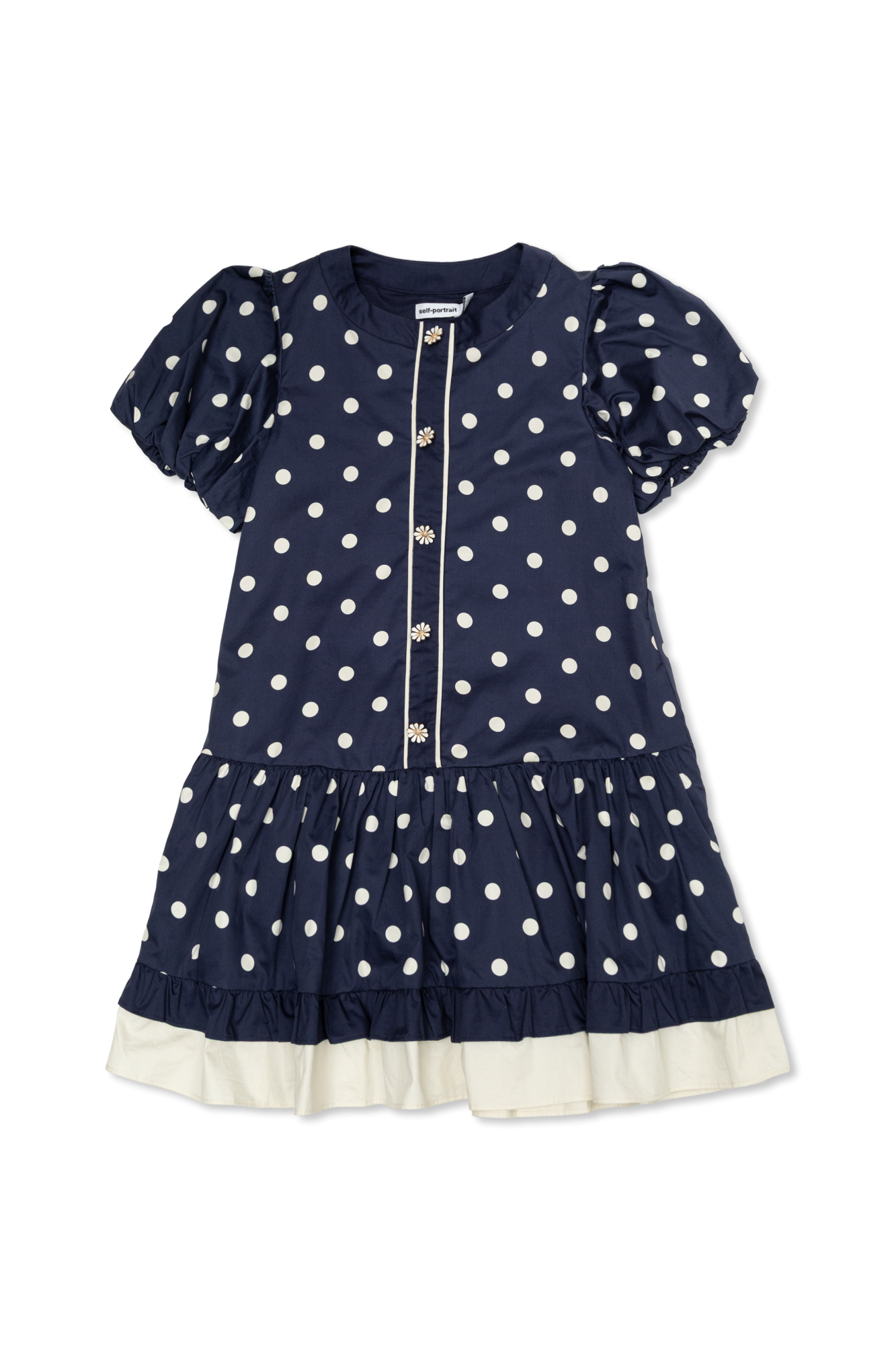 Self-Portrait Kids Sukienka Ze Wzorem W Grochy, Unisex, Granatowy