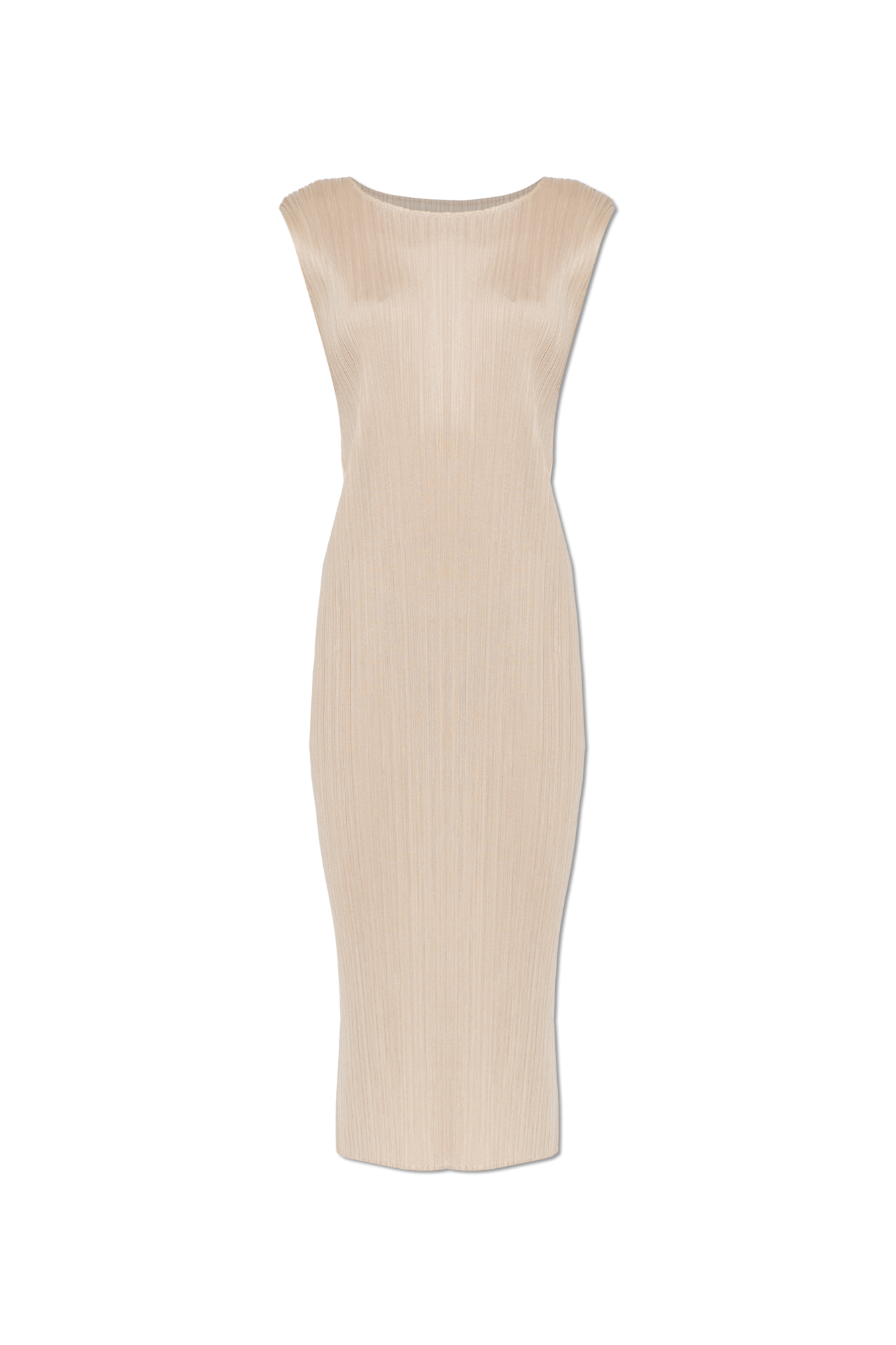 Pleats Please Issey Miyake Plisowana Sukienka, Kobiety, Kremowy