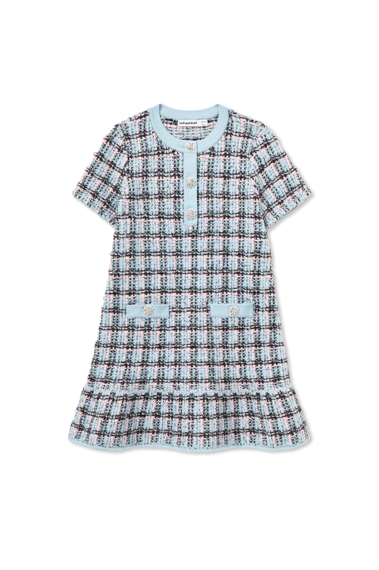 Self-Portrait Kids Tweedowa Sukienka, Unisex, Niebieski