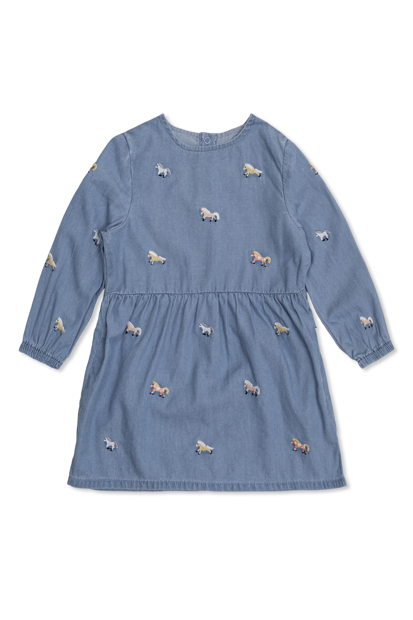 Stella McCartney Kids Sukienka Z Kolorowym Haftem, Unisex, Niebieski