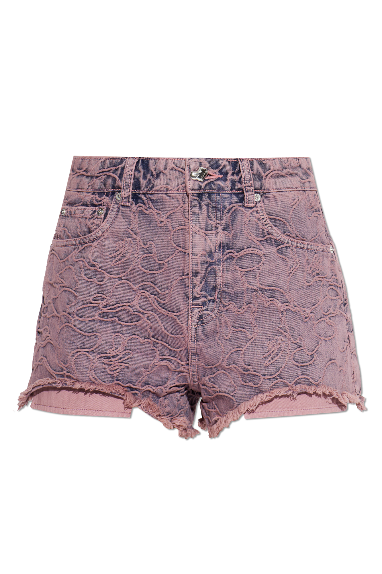 A BATHING APE® Jeansowe Szorty Z Surowym Wykończeniem, Kobiety, Różowy