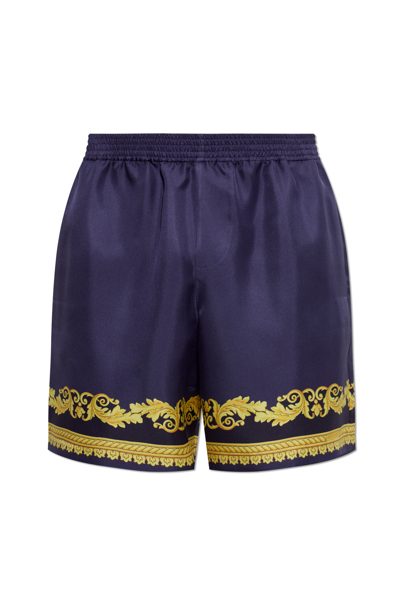 Versace Jedwabne Szorty Ze Wzorem, Mężczyźni, Granatowy