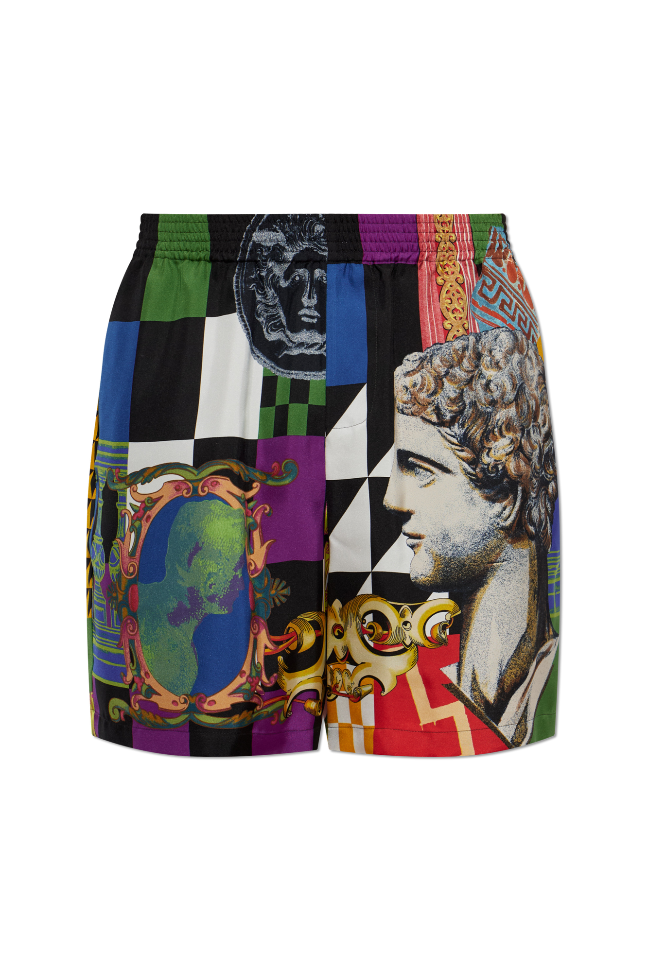 Versace Jedwabne Szorty Ze Wzorem, Mężczyźni, Multikolor