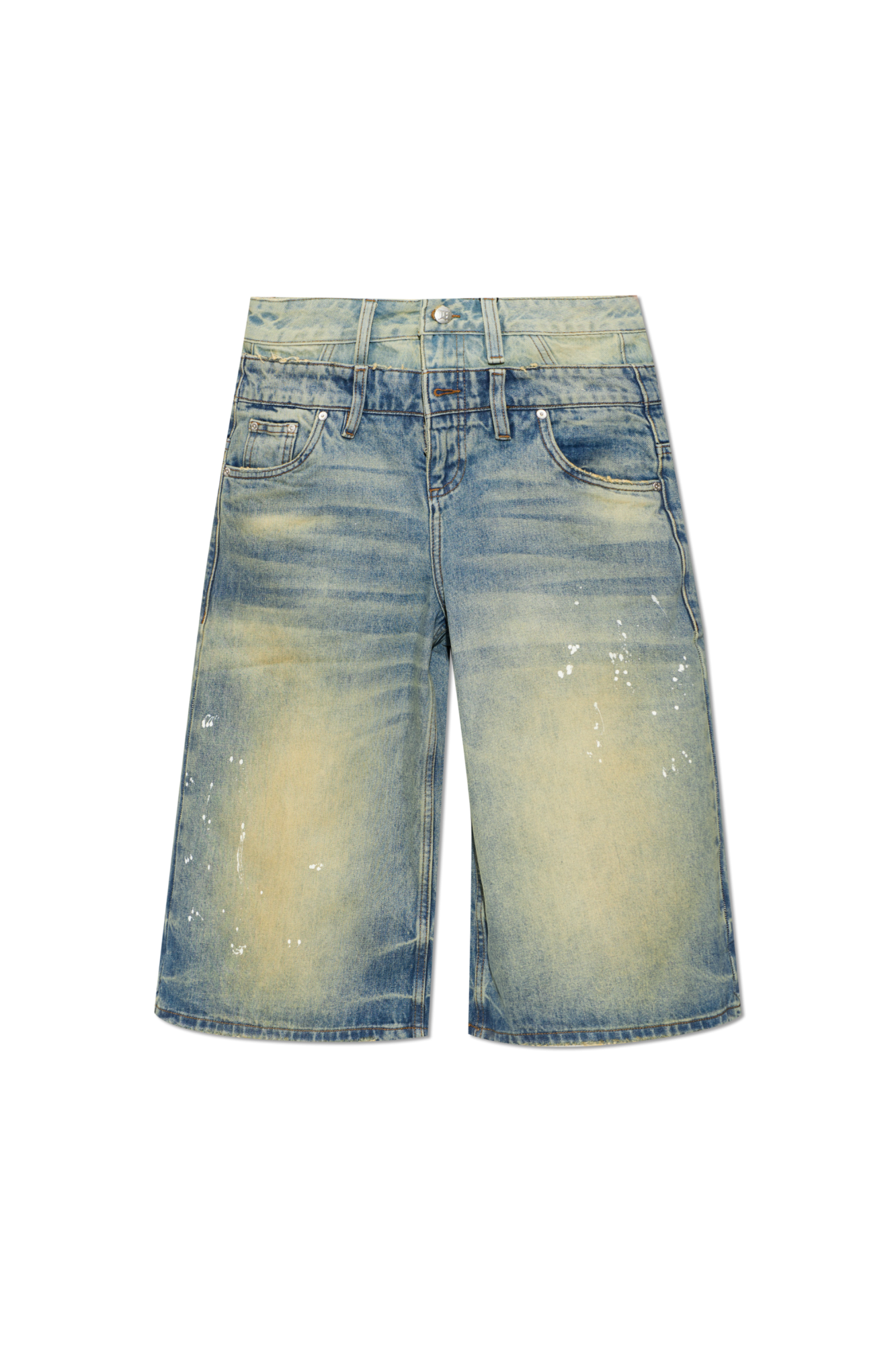 MISBHV Jeansowe Szorty Z Efektem `vintage`, Kobiety, Niebieski