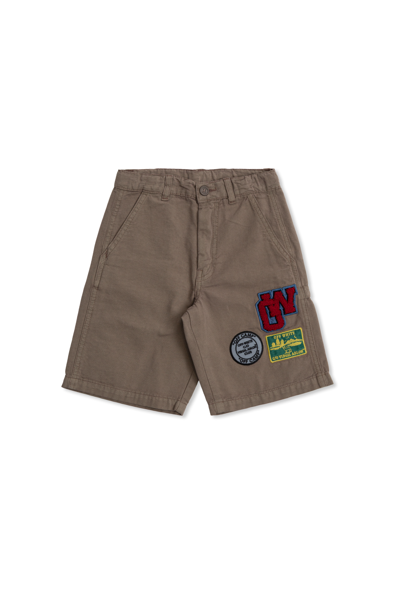 Off-White Kids Szorty Z Kolorowymi Naszywkami, Unisex, Brązowy