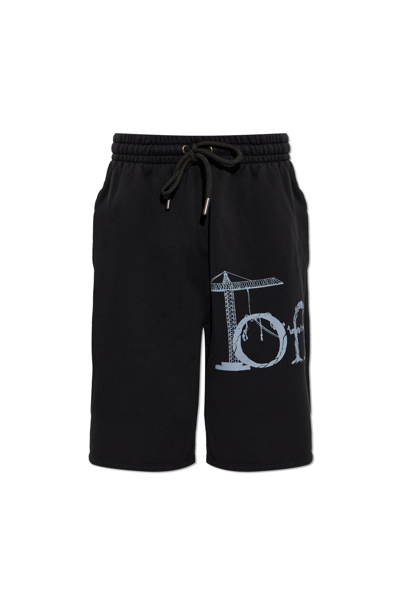 Off-White Szorty Dresowe Z Nadrukiem, Mężczyźni, Czarny