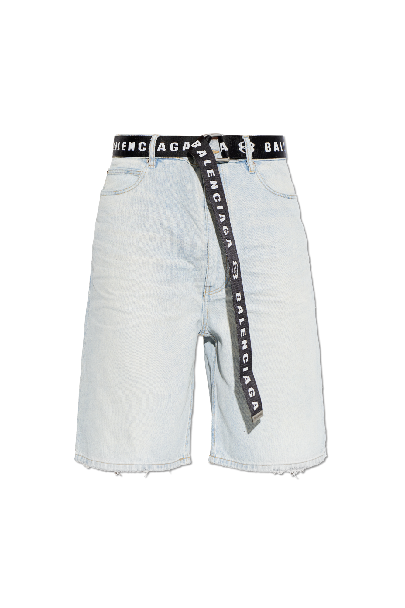 Balenciaga Jeansowe Szorty Z Paskiem, Mężczyźni, Jasnoniebieski