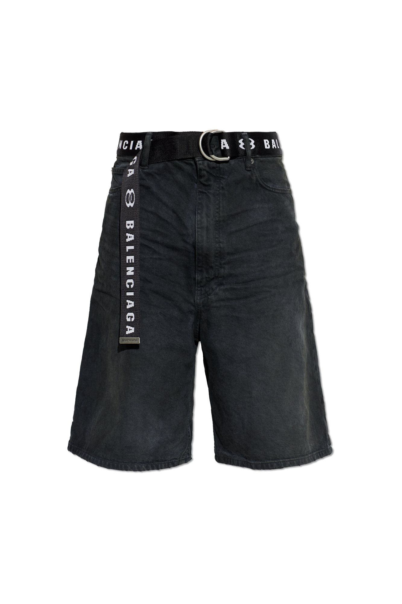 Balenciaga Jeansowe Szorty Z Paskiem, Mężczyźni, Czarny