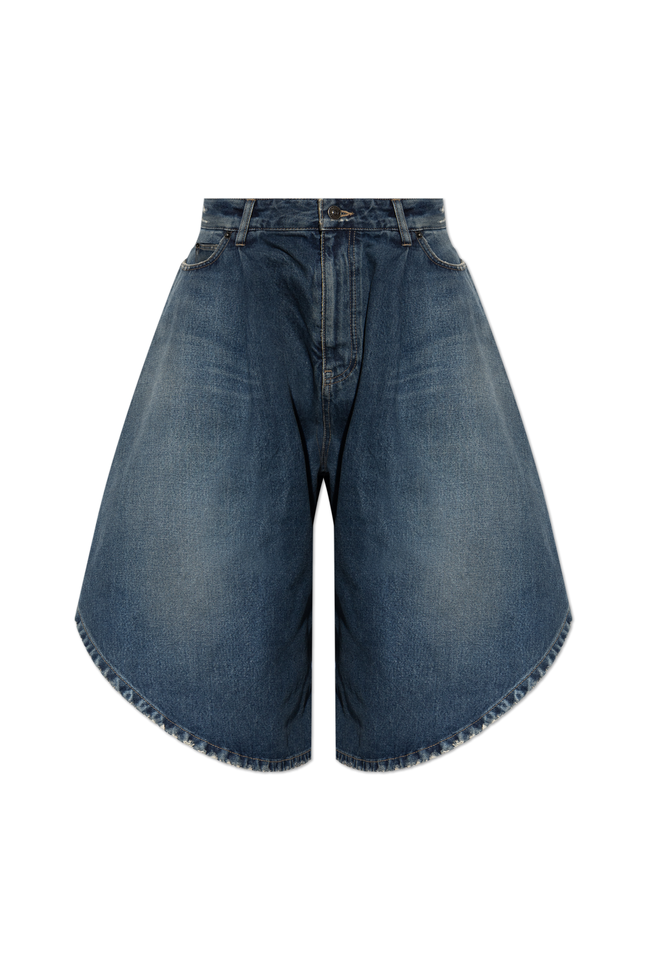 Balenciaga Jeansowe Szorty Z Efektem ‘Vintage’, Kobiety, Granatowy