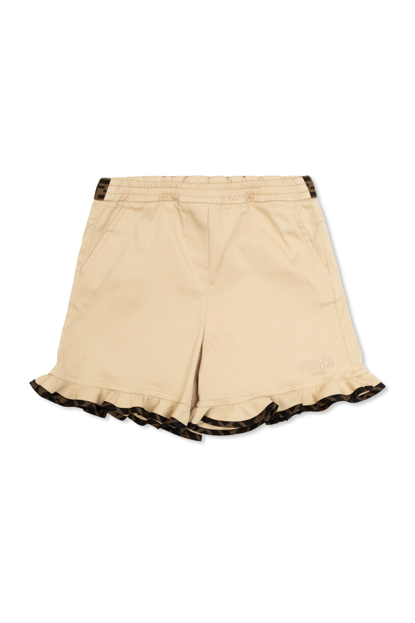 Fendi Kids Szorty Z Falbaną, Unisex, Beżowy