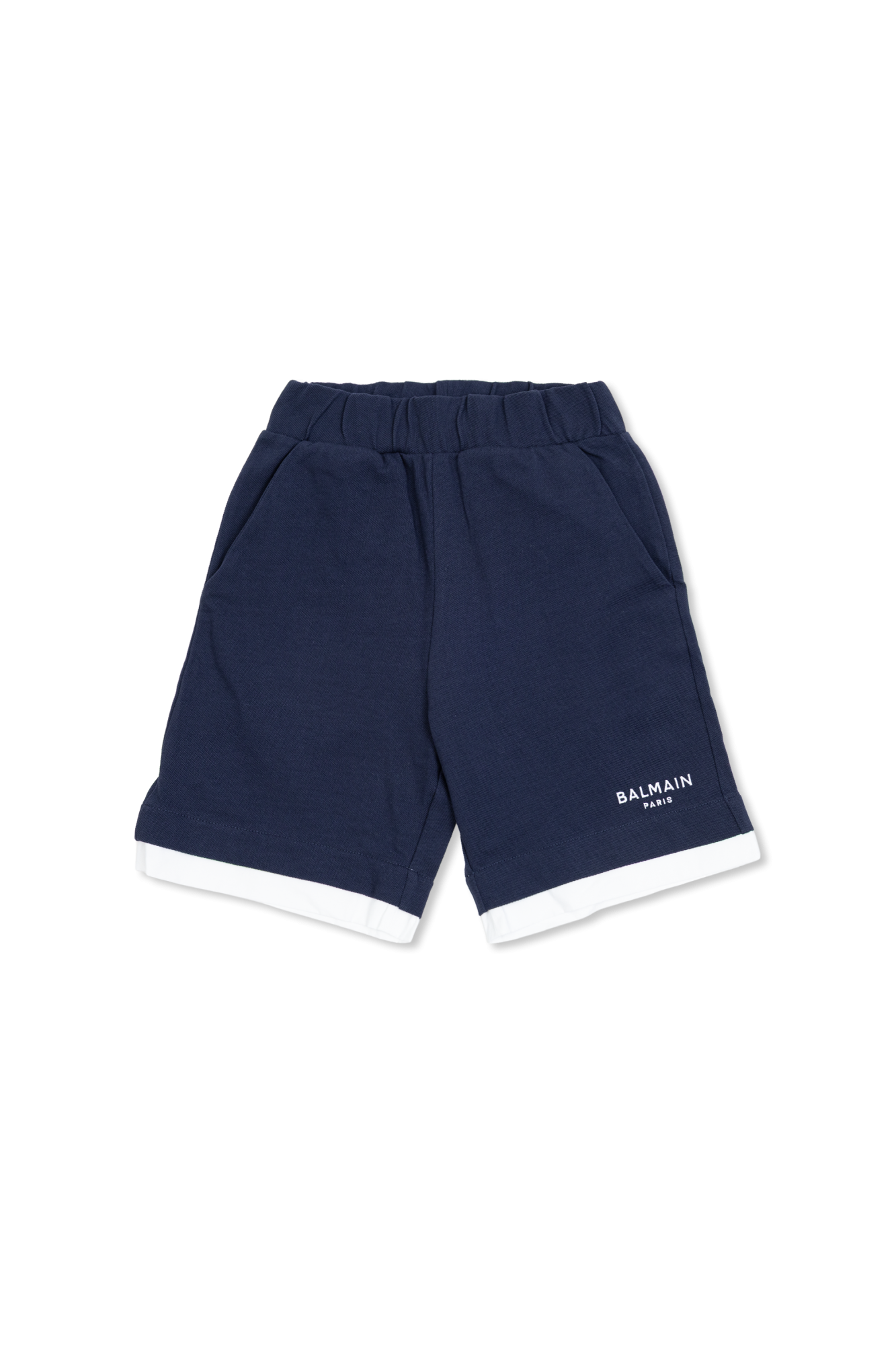 Balmain Kids Szorty Z Wyszytym Logo, Unisex, Granatowy
