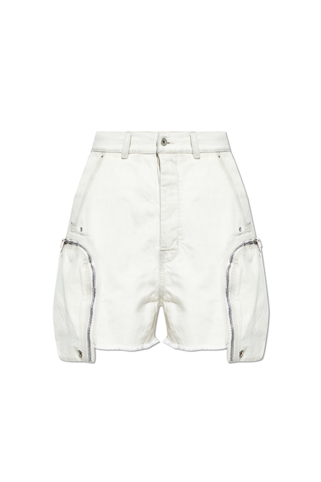 Rick Owens DRKSHDW Jeansowe Szorty Z Efektem `vintage`, Mężczyźni, Kremowy