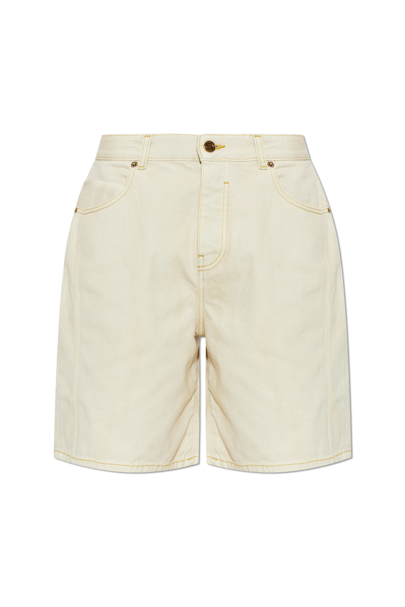 Balmain Jeansowe Szorty, Mężczyźni, Kremowy