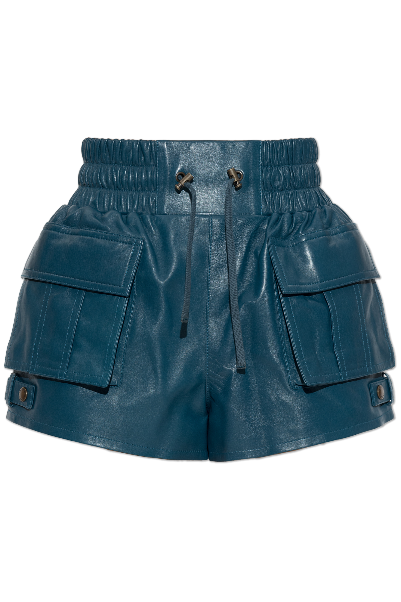 Balmain Skórzane Szorty, Kobiety, Niebieski