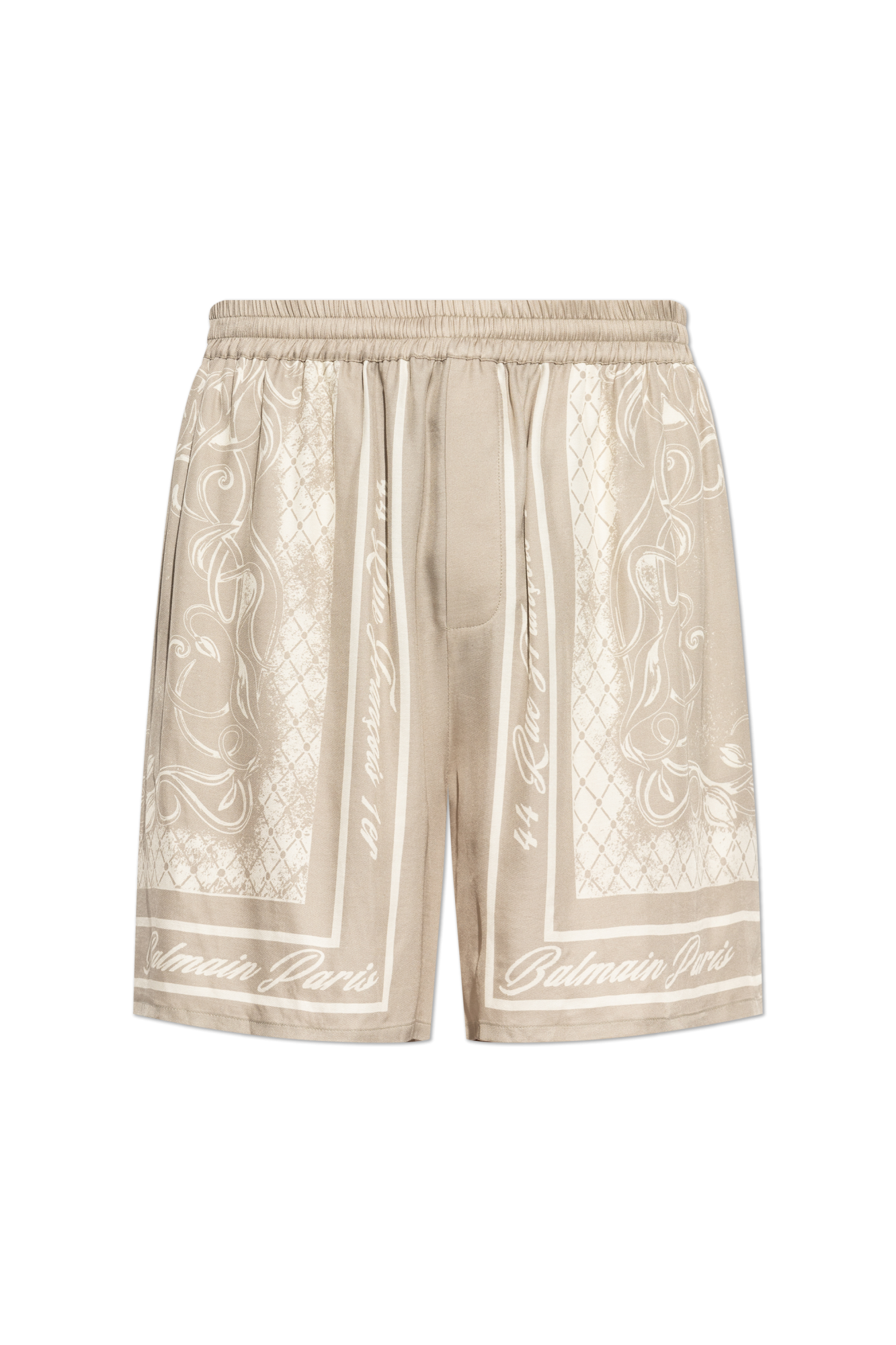 Balmain Szorty Z Nadrukiem, Mężczyźni, Beżowy