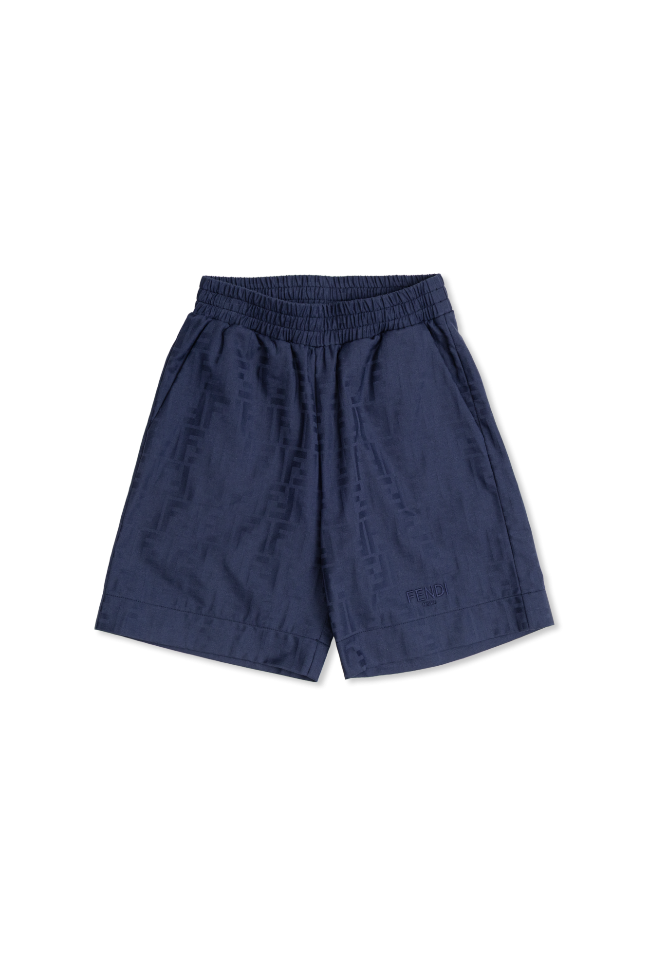 Fendi Kids Szorty Z Logo, Unisex, Granatowy