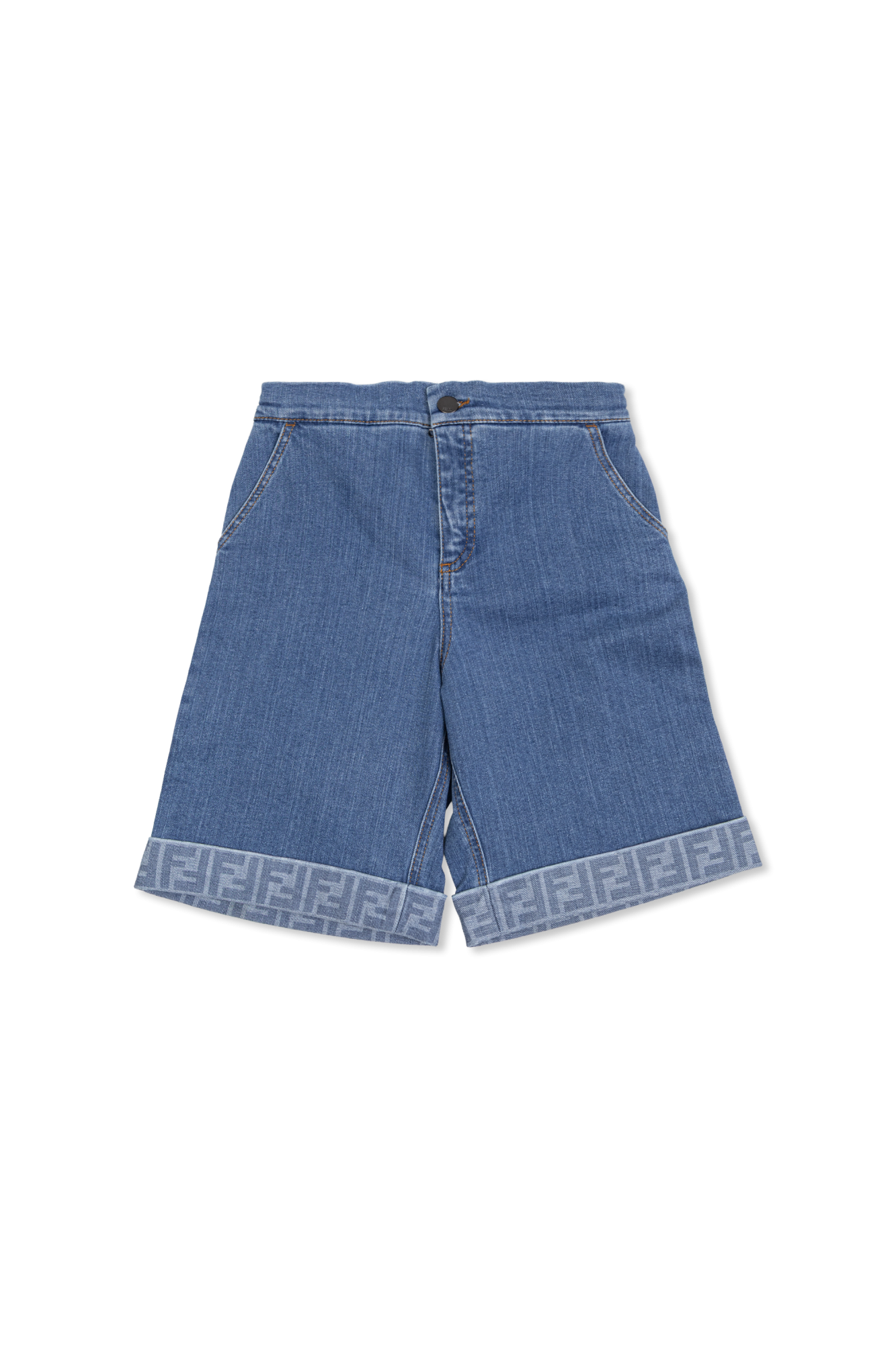 Fendi Kids Jeansowe Szorty, Unisex, Granatowy