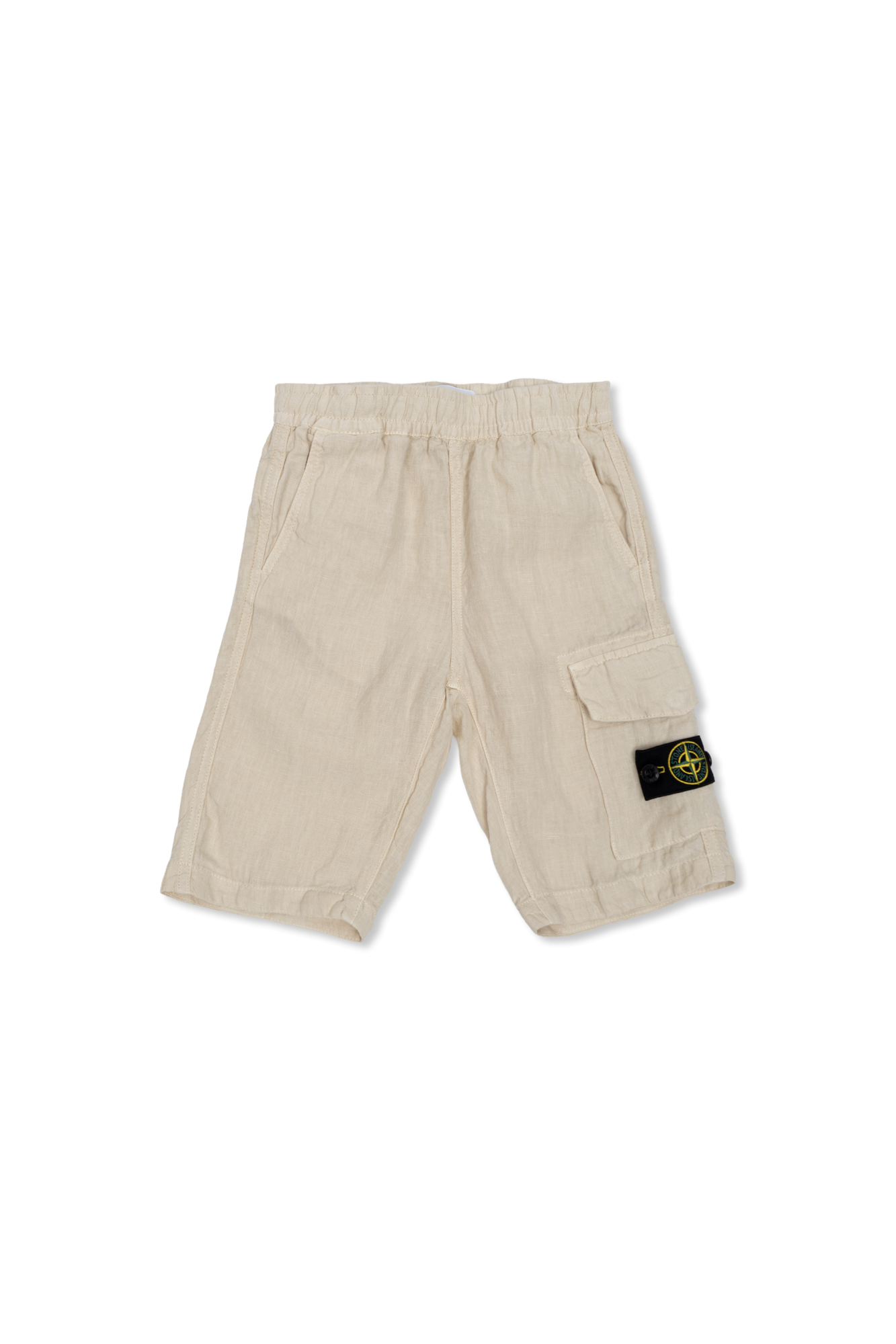 Stone Island Junior Lniane Szorty Z Naszywką Logo, Unisex, Beżowy