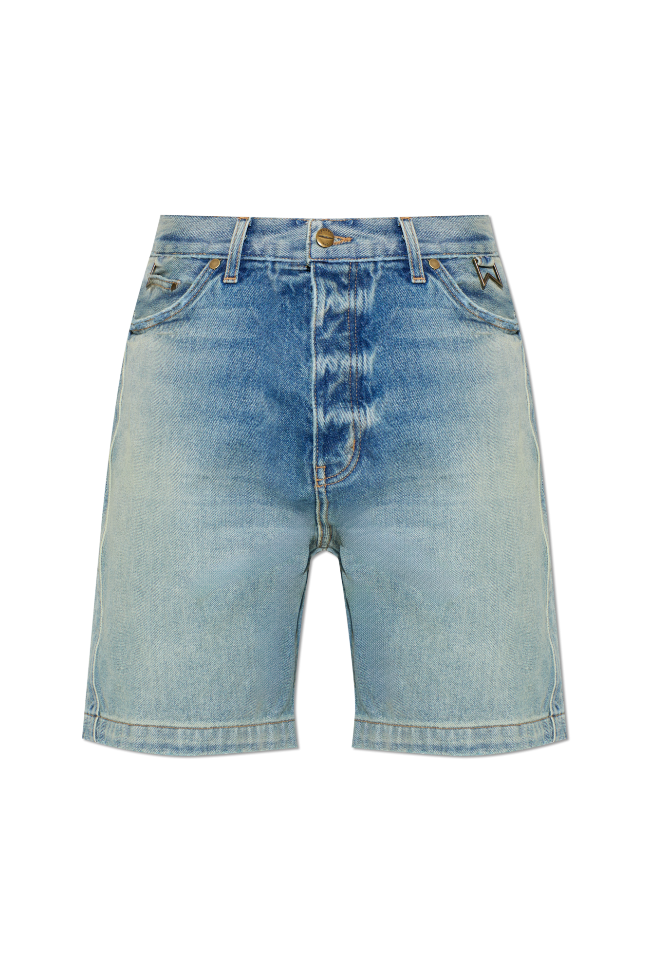 Rhude Jeansowe Szorty Z Efektem `vintage`, Mężczyźni, Niebieski