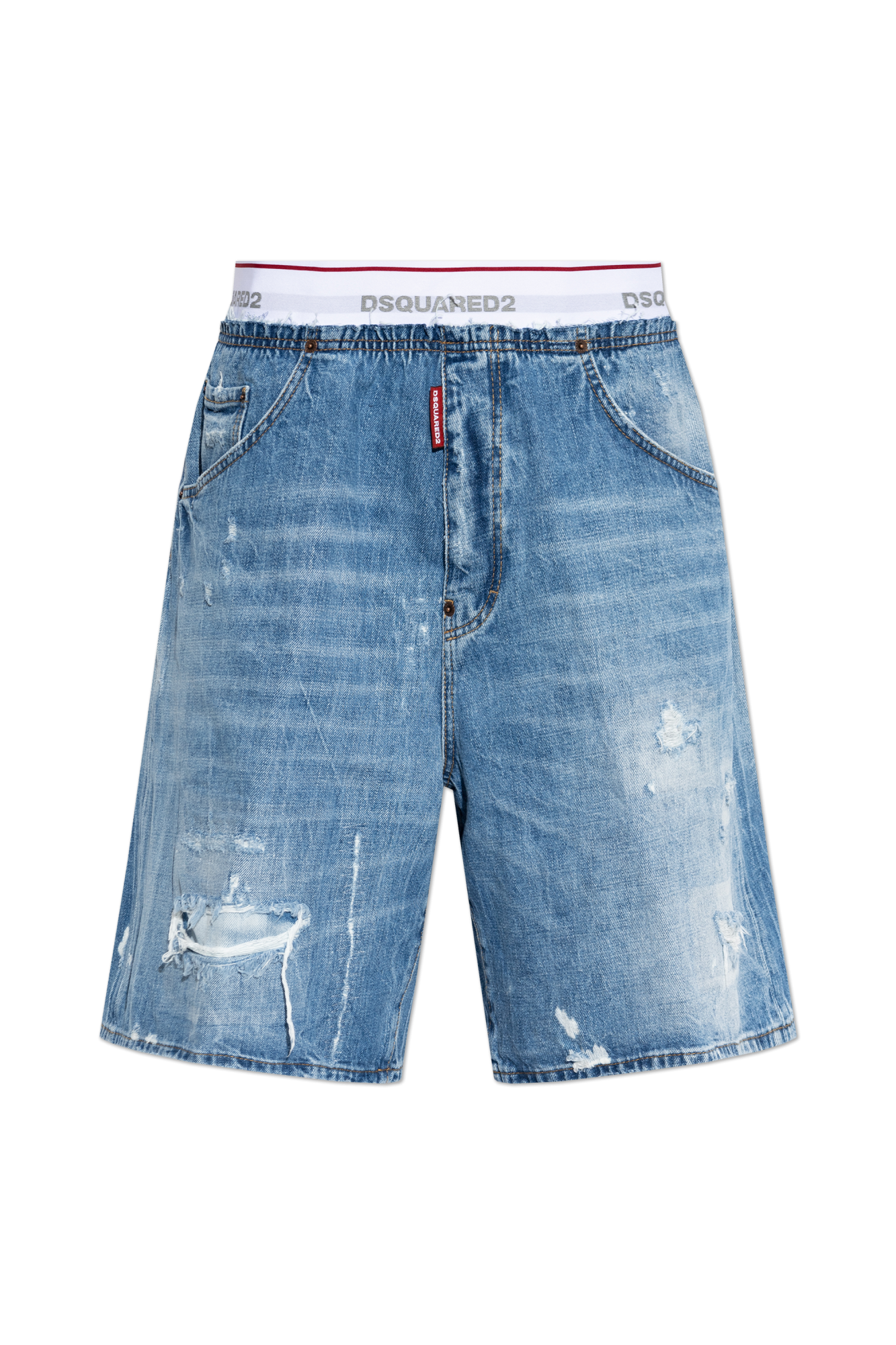 Dsquared2 Jeansowe Szorty Z Efektem ‘Vintage’, Mężczyźni, Niebieski