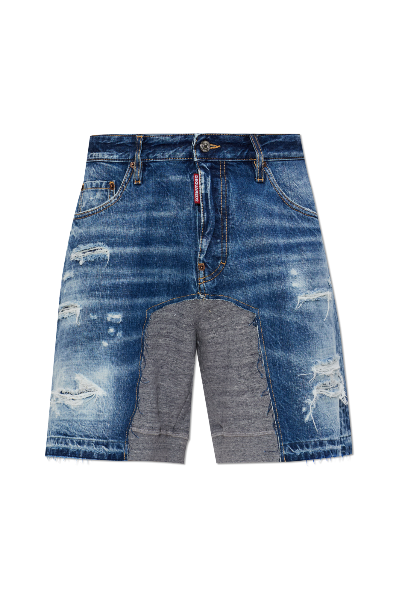 Dsquared2 Jeansowe Szorty Z Efektem Vintage, Mężczyźni, Niebieski