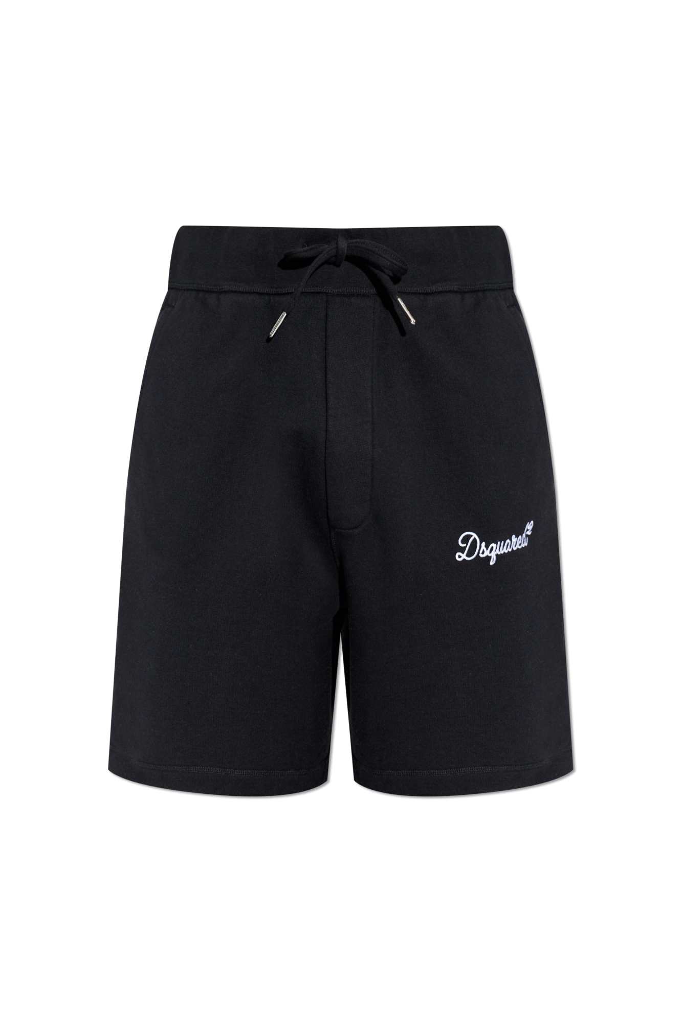 Dsquared2 Bawełniane Szorty Z Wyszytym Logo, Mężczyźni, Czarny