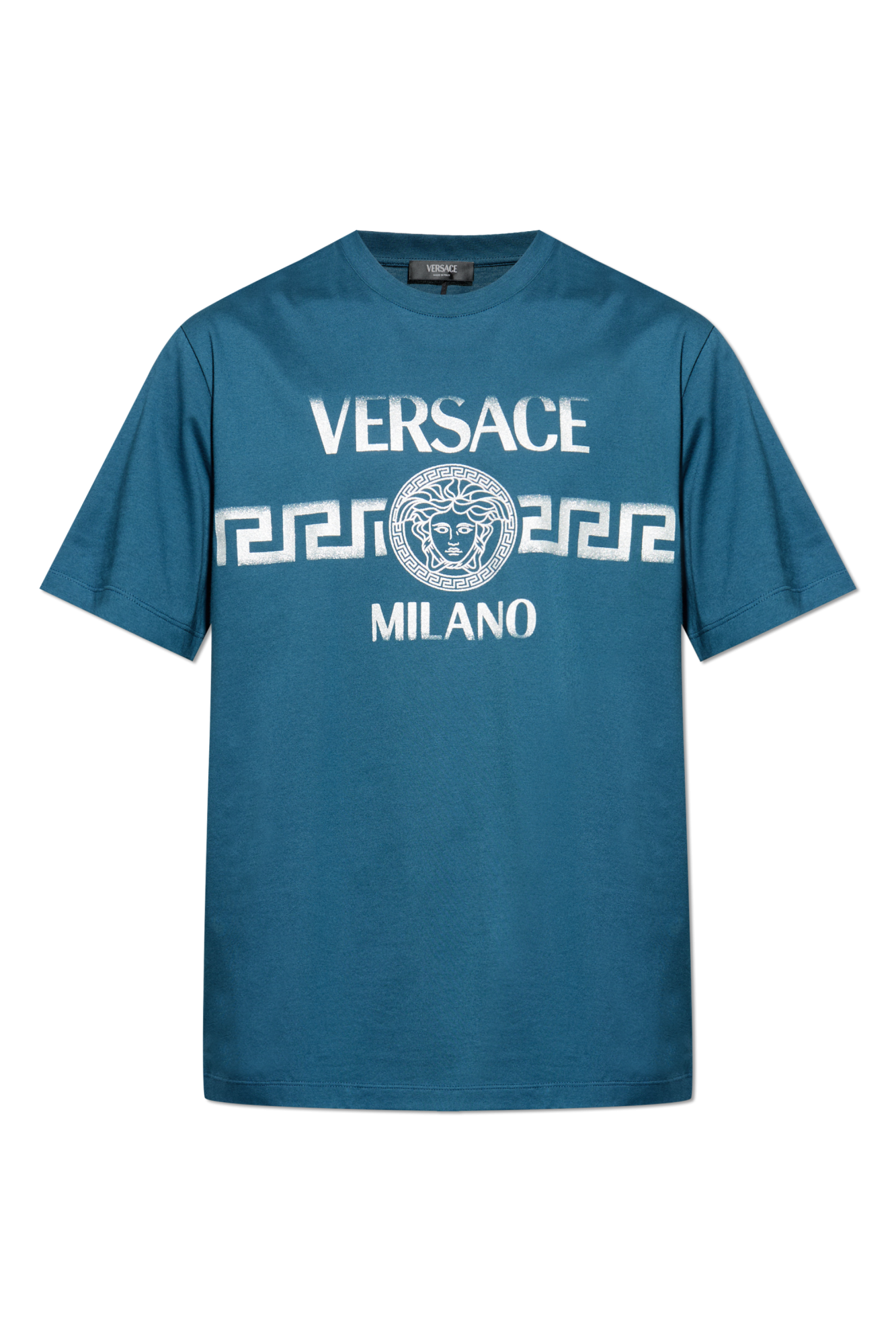 Versace T-shirt Z Nadrukowanym Logo, Mężczyźni, Niebieski