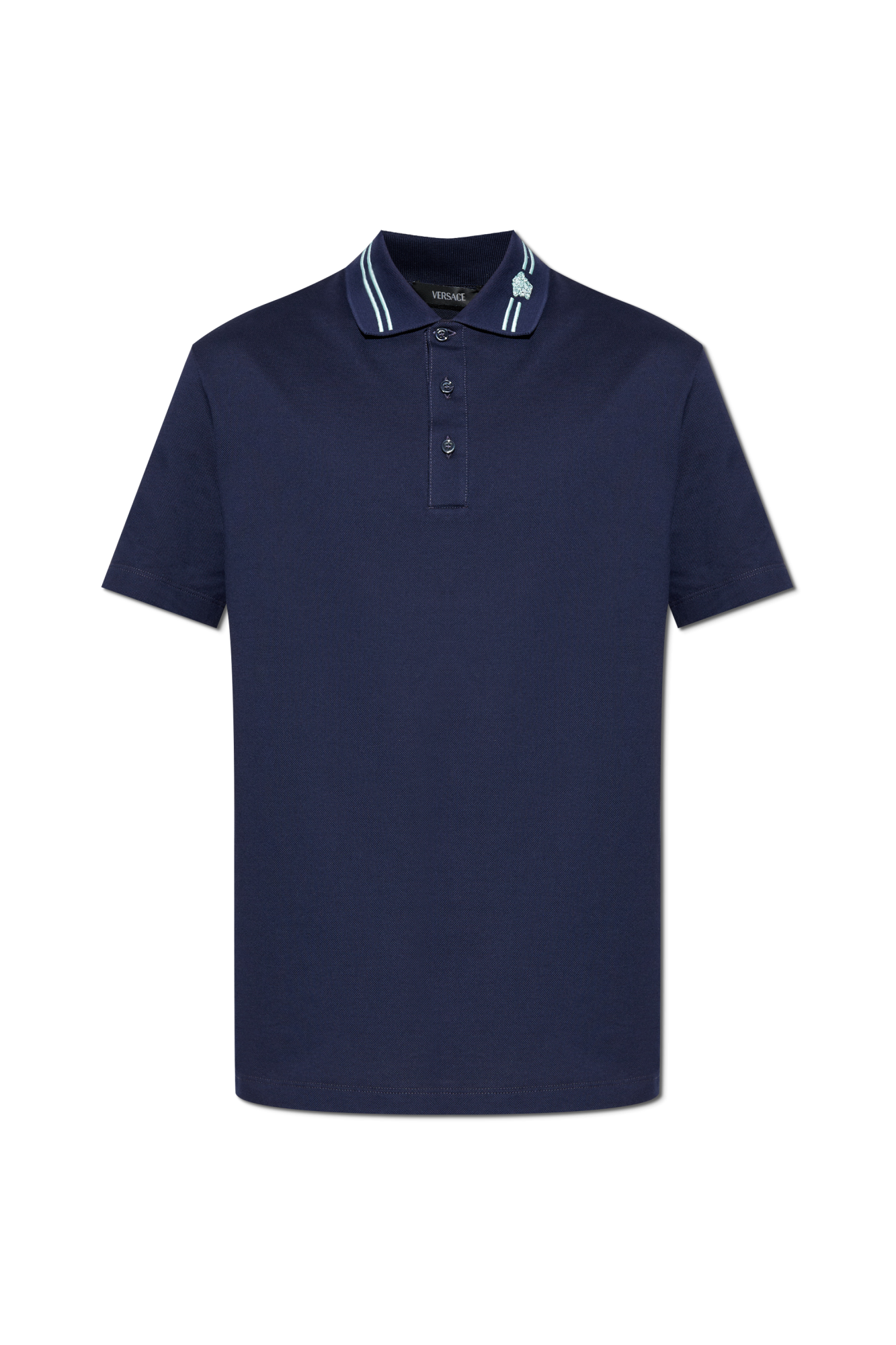 Versace Bawełniane Polo, Mężczyźni, Granatowy