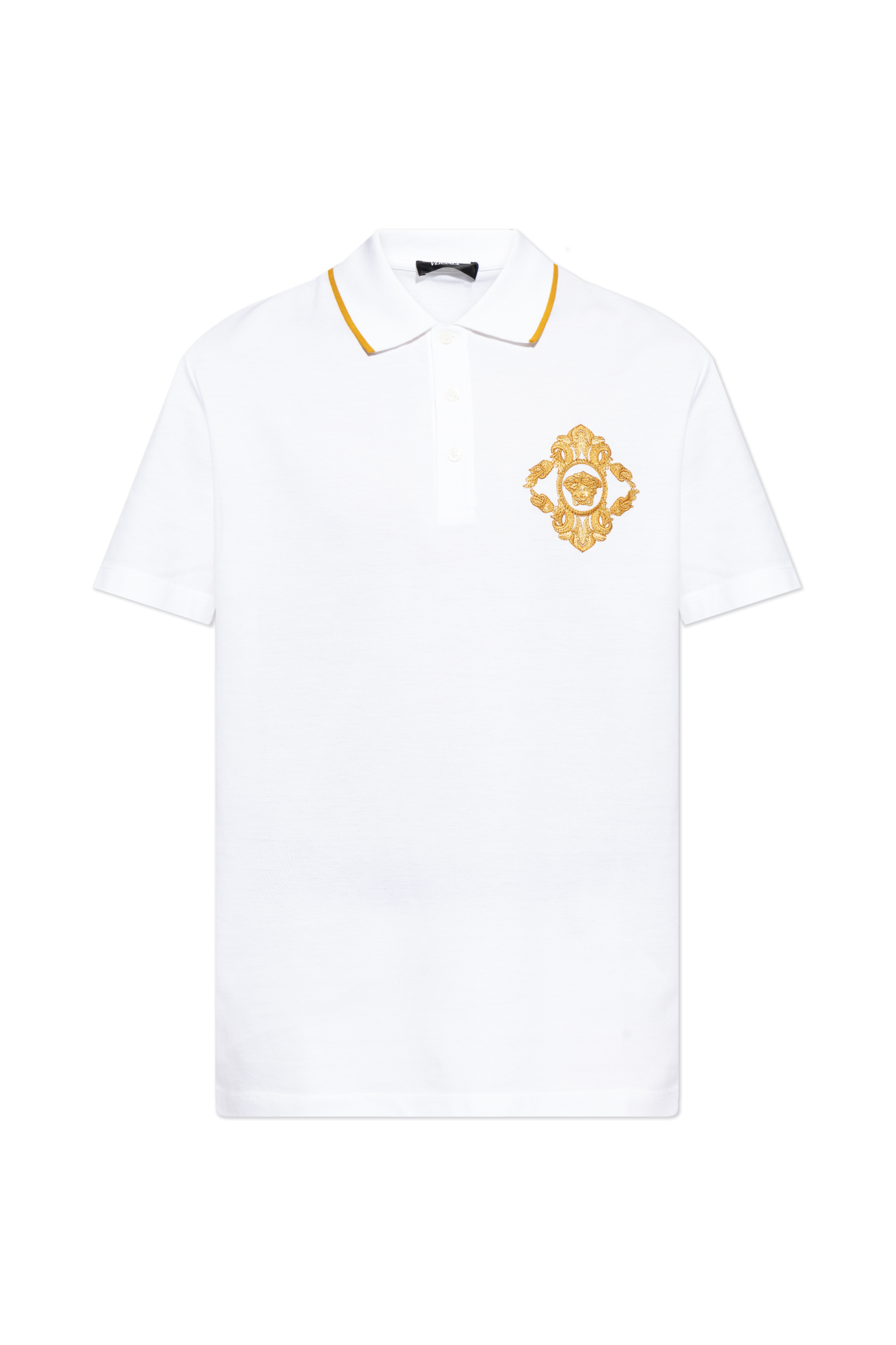 Versace Polo Z Dekoracyjnym Haftem, Mężczyźni, Biały