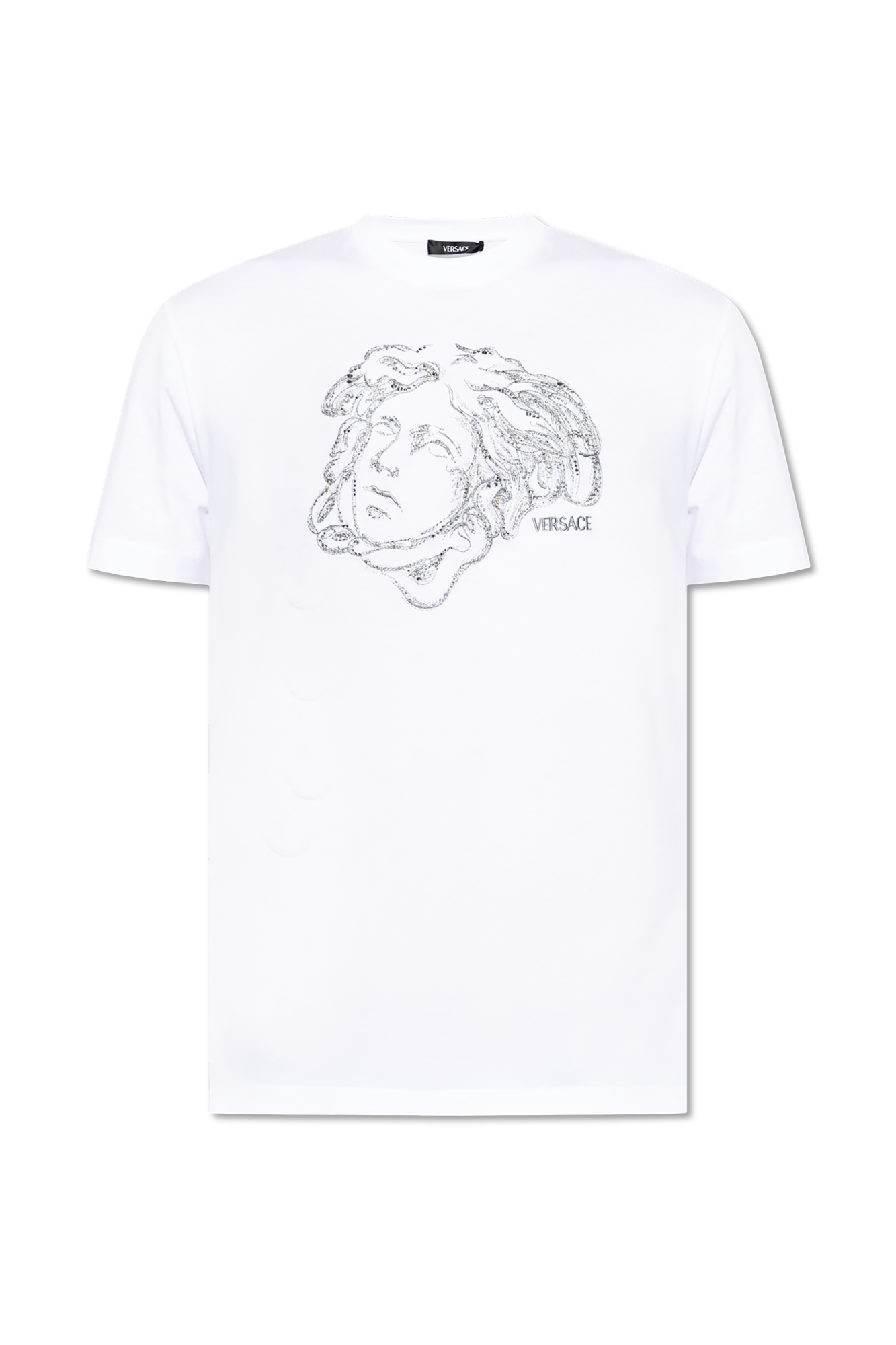 Versace T-shirt Z Połyskującymi Cekinami, Mężczyźni, Biały
