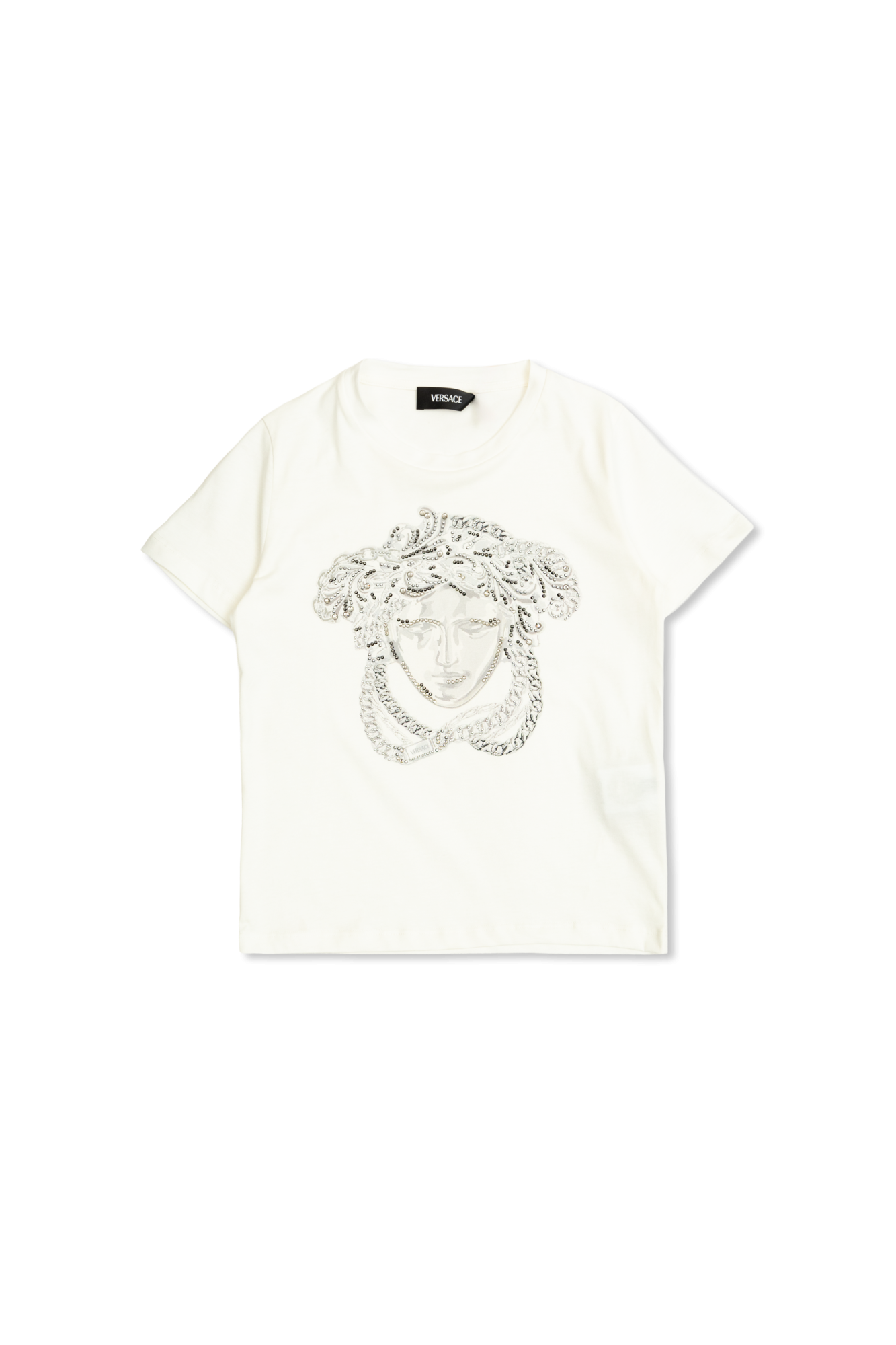 Versace Kids T-shirt Z Połyskującymi Aplikacjami, Unisex, Biały