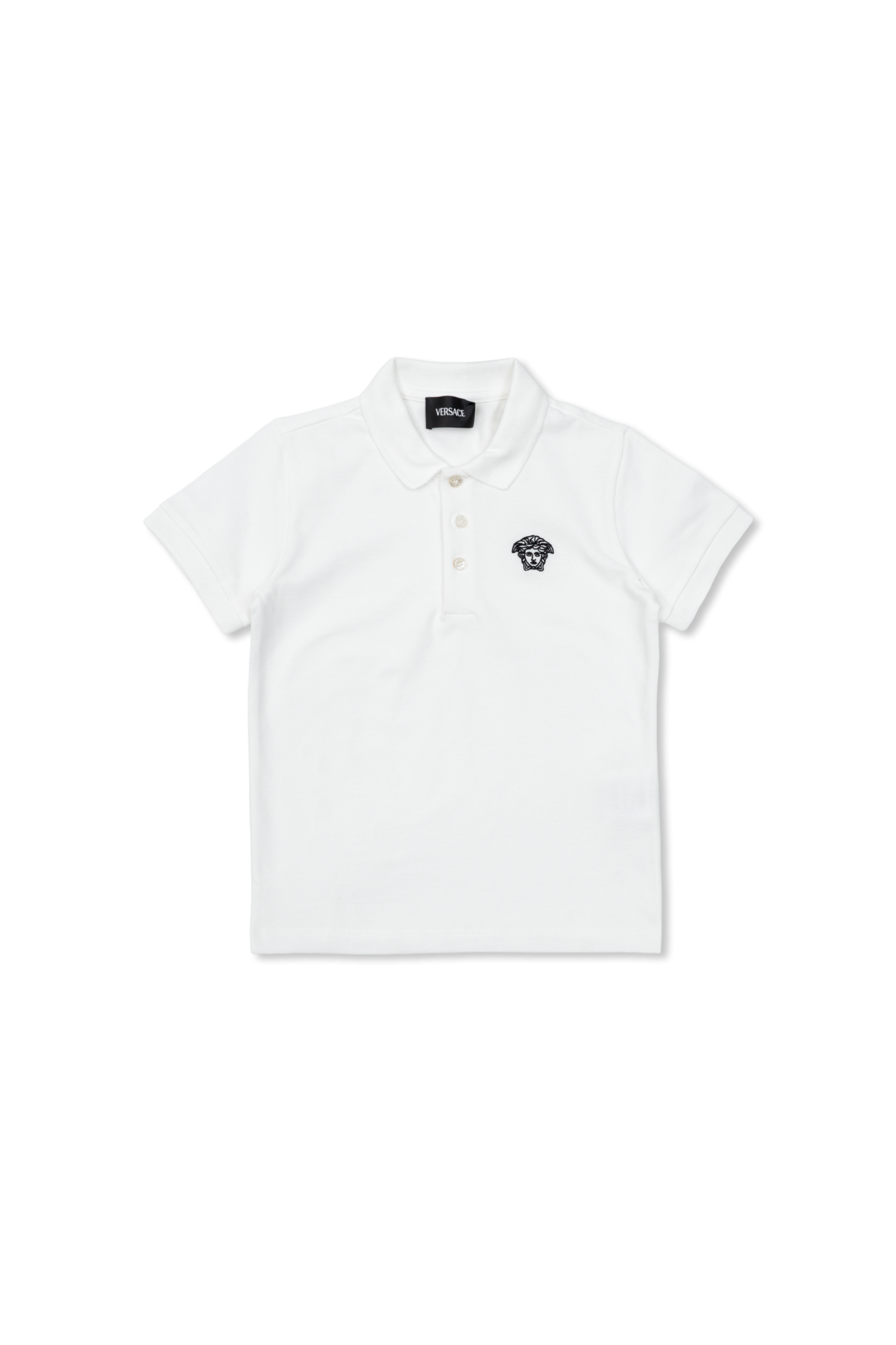 Versace Kids Polo Z Głową Meduzy, Unisex, Biały