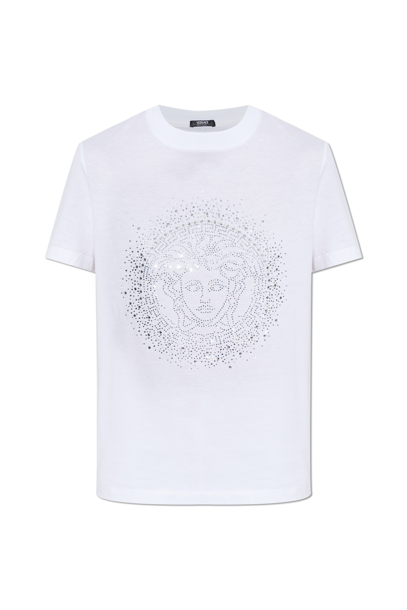 Versace T-shirt Z Kryształami, Kobiety, Biały