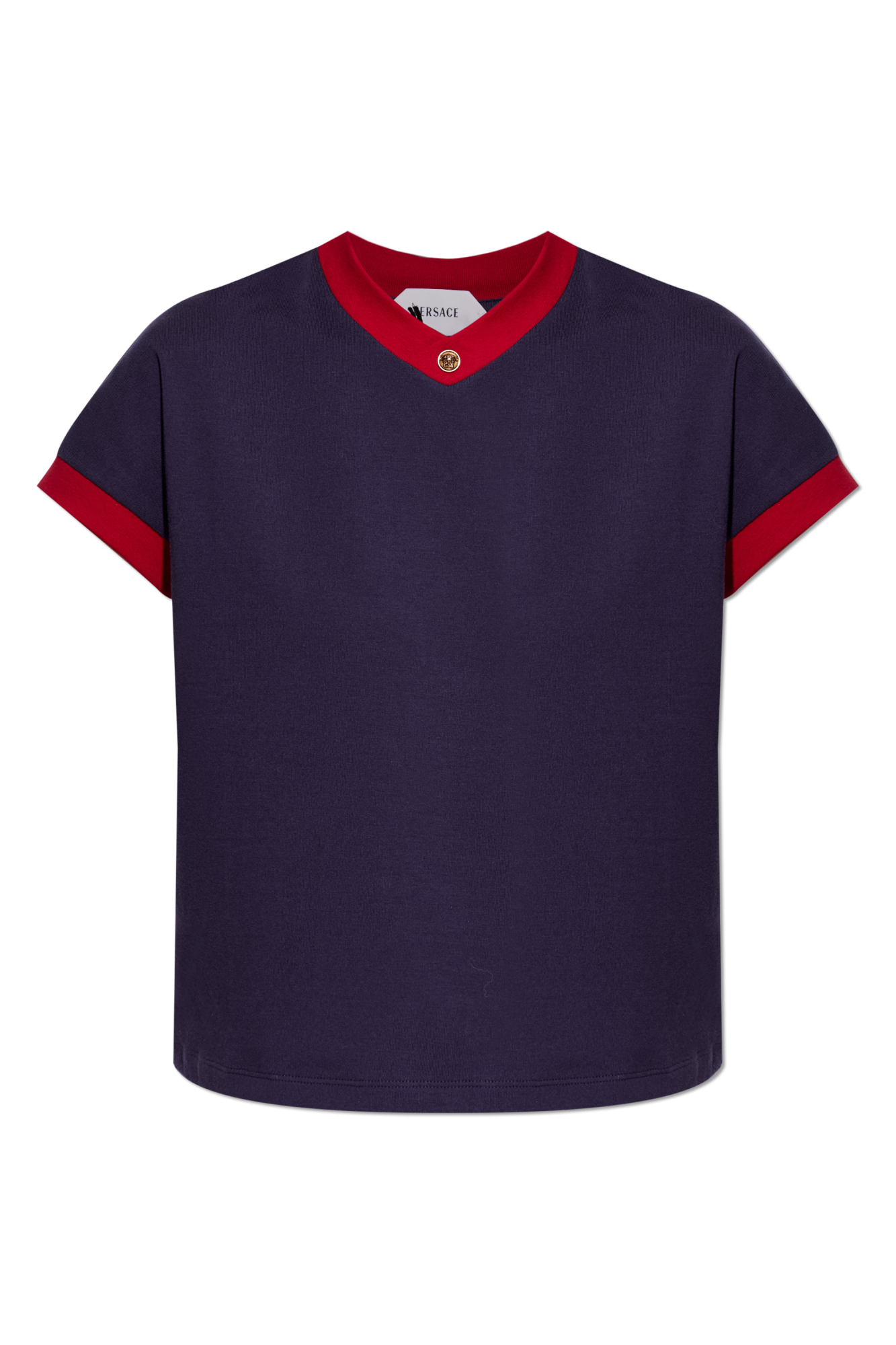 Versace T-shirt Z Dekoltem W Serek, Kobiety, Granatowy