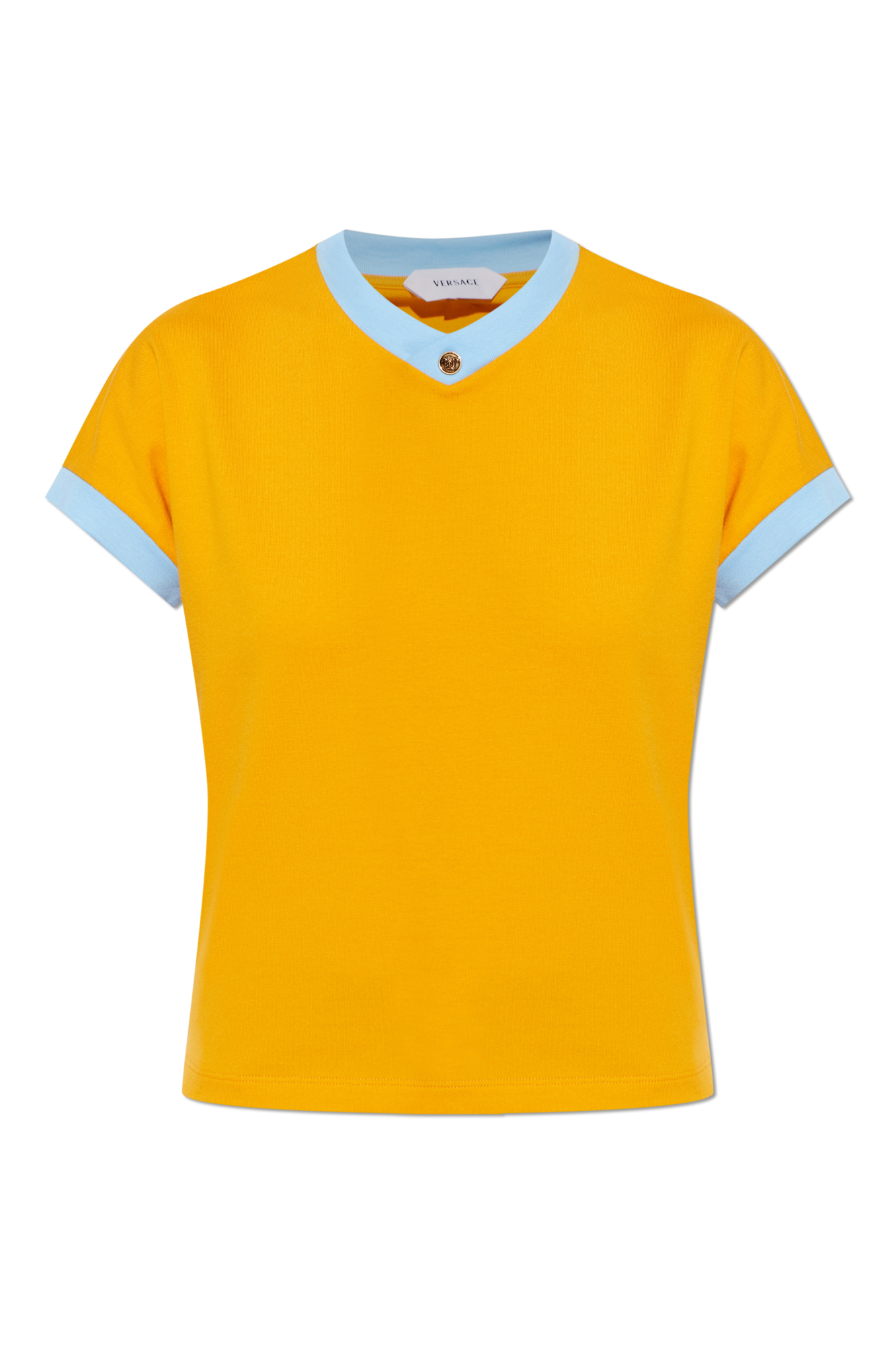 Versace T-shirt Z Dekoltem W Serek, Kobiety, Pomarańczowy