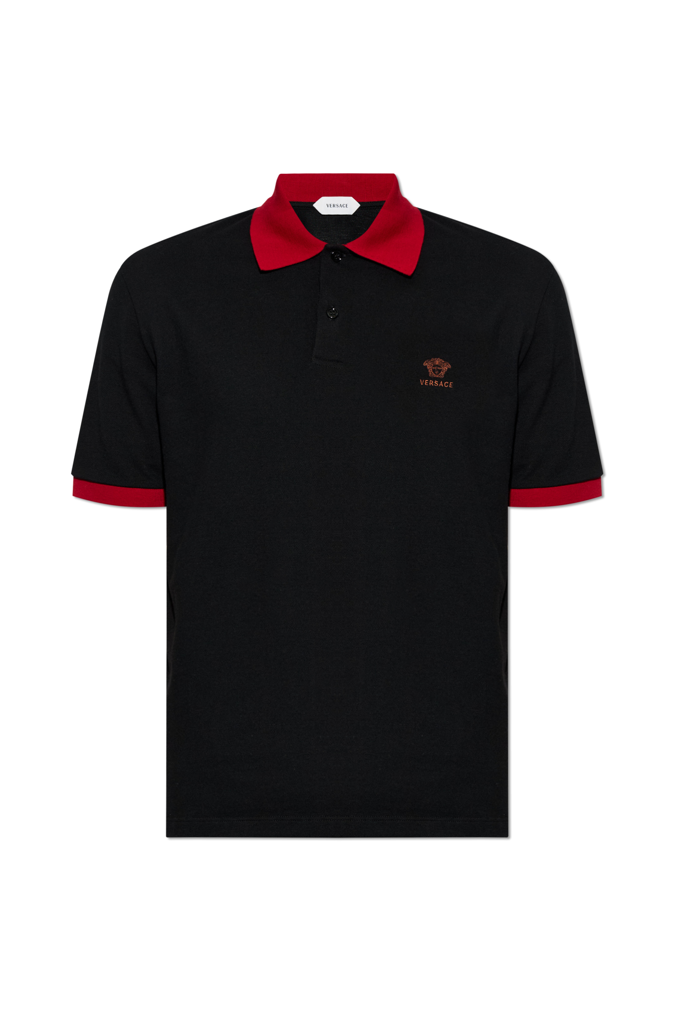 Versace Polo Z Wyszytym Logo, Mężczyźni, Czarny
