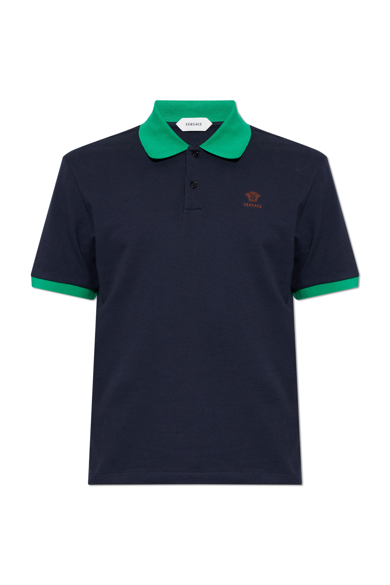 Versace Polo Z Wyszytym Logo, Mężczyźni, Granatowy