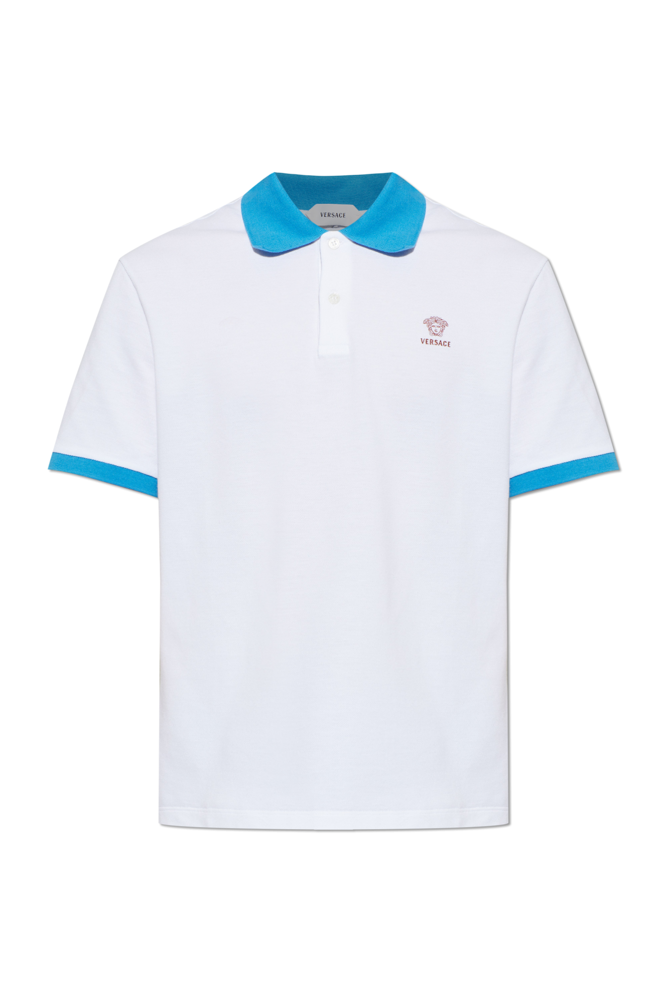 Versace Polo Z Wyszytym Logo, Mężczyźni, Biały