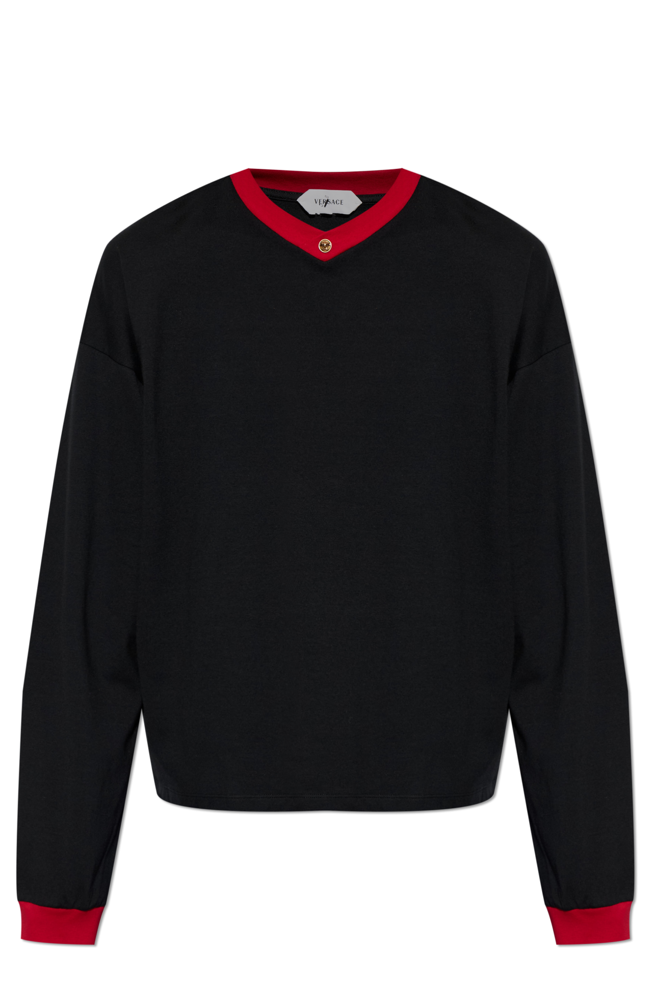 Versace T-shirt Z Długimi Rękawami, Mężczyźni, Czarny