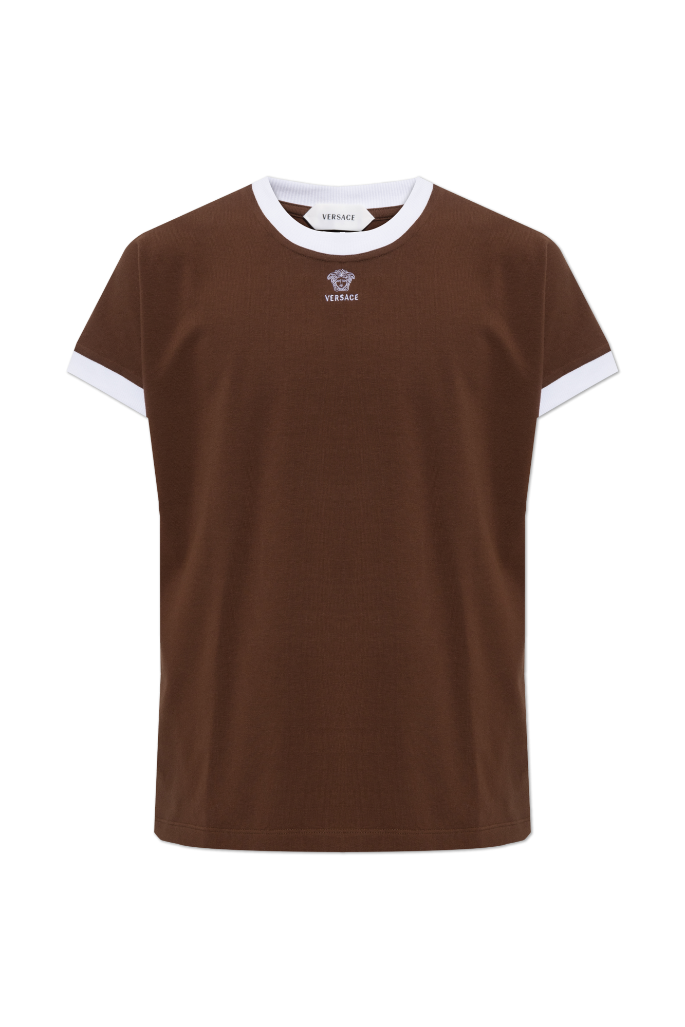 Versace T-shirt Z Wyszytym Logo, Mężczyźni, Brązowy