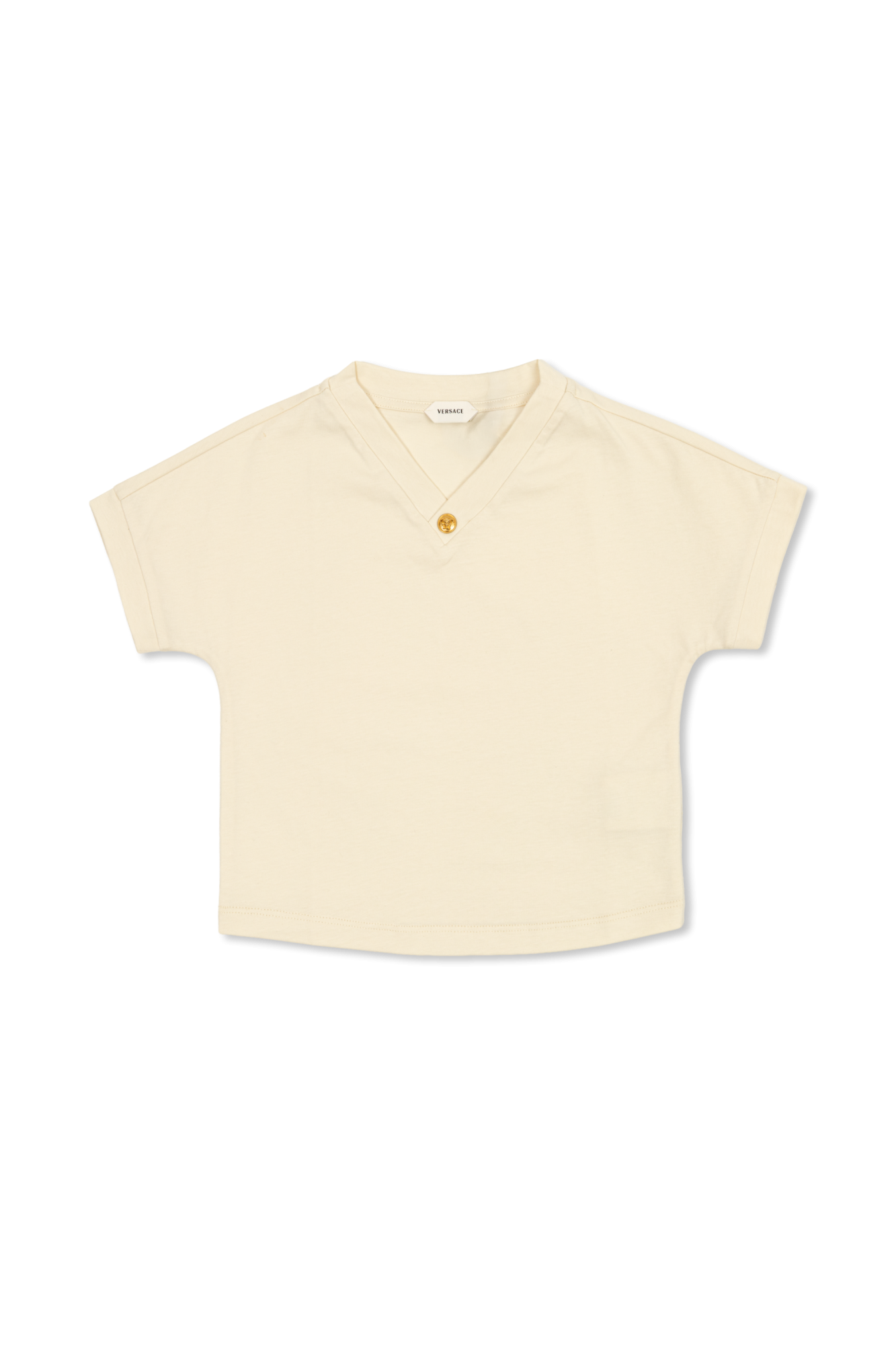 Versace Kids T-shirt Z Dekoltem W Serek, Unisex, Kremowy