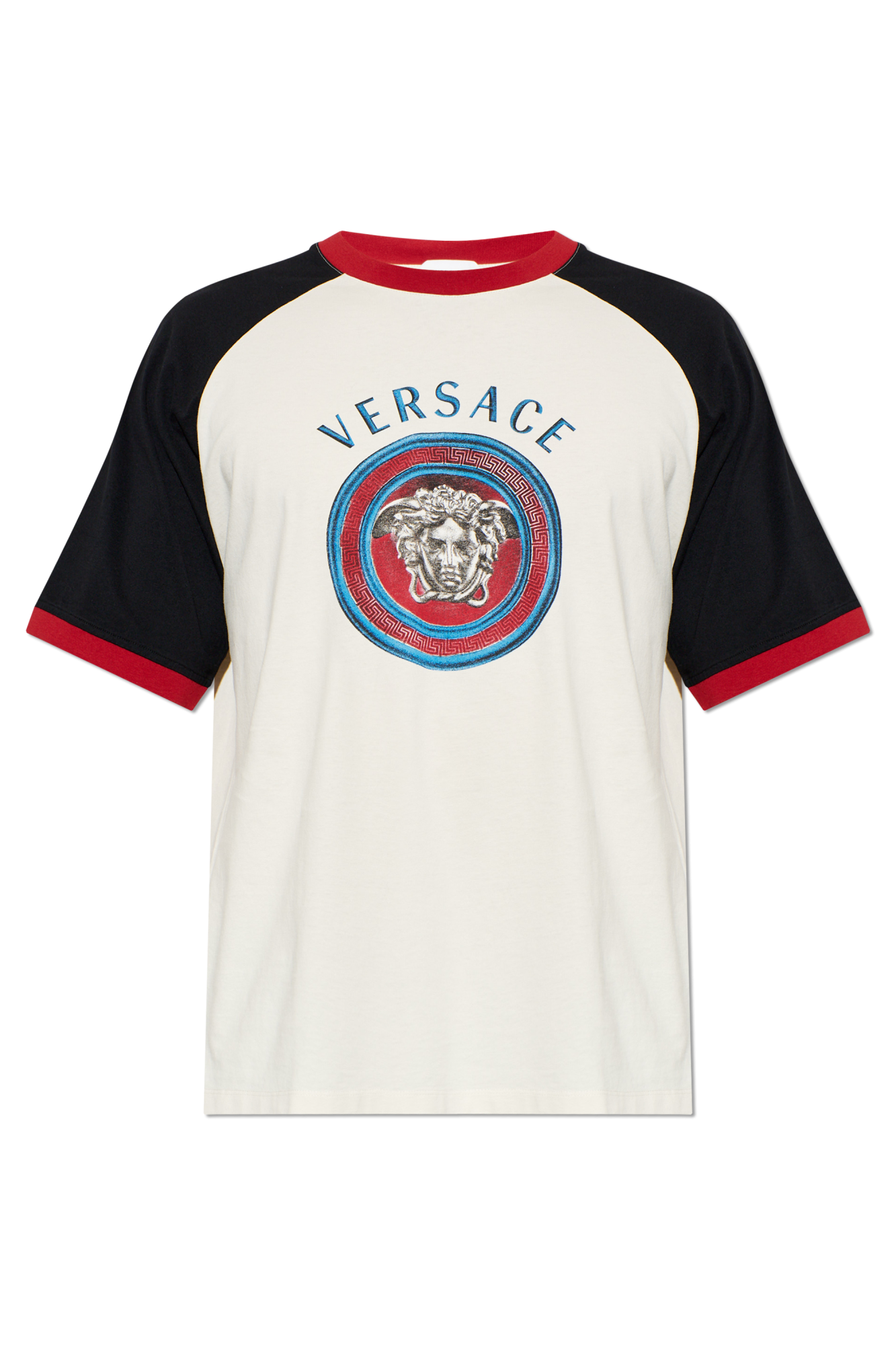 Versace T-shirt Z Nadrukiem, Mężczyźni, Kremowy