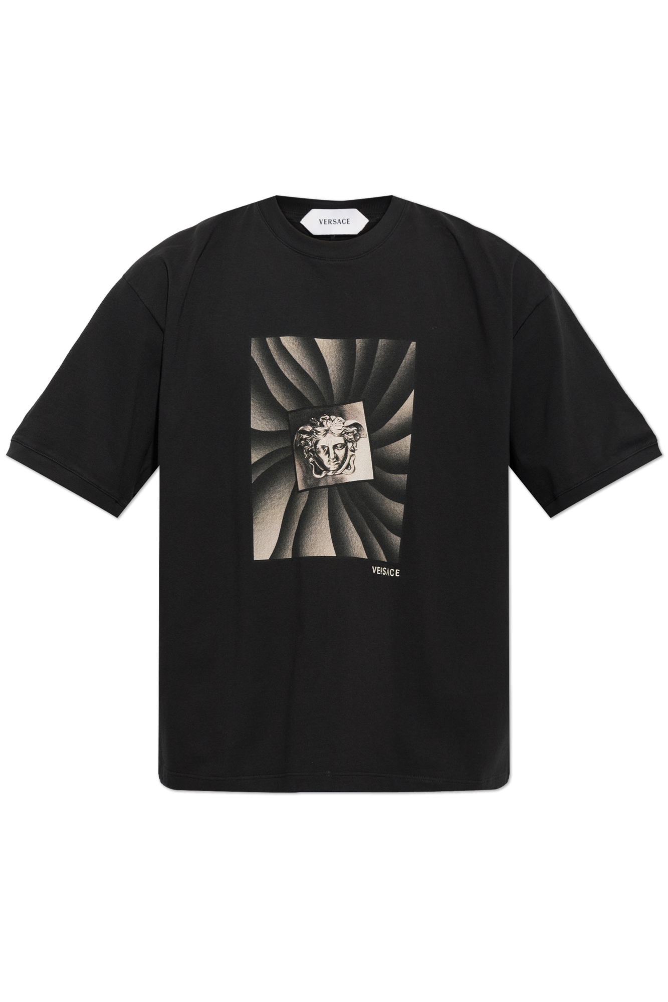Versace T-shirt Z Nadrukiem, Mężczyźni, Czarny