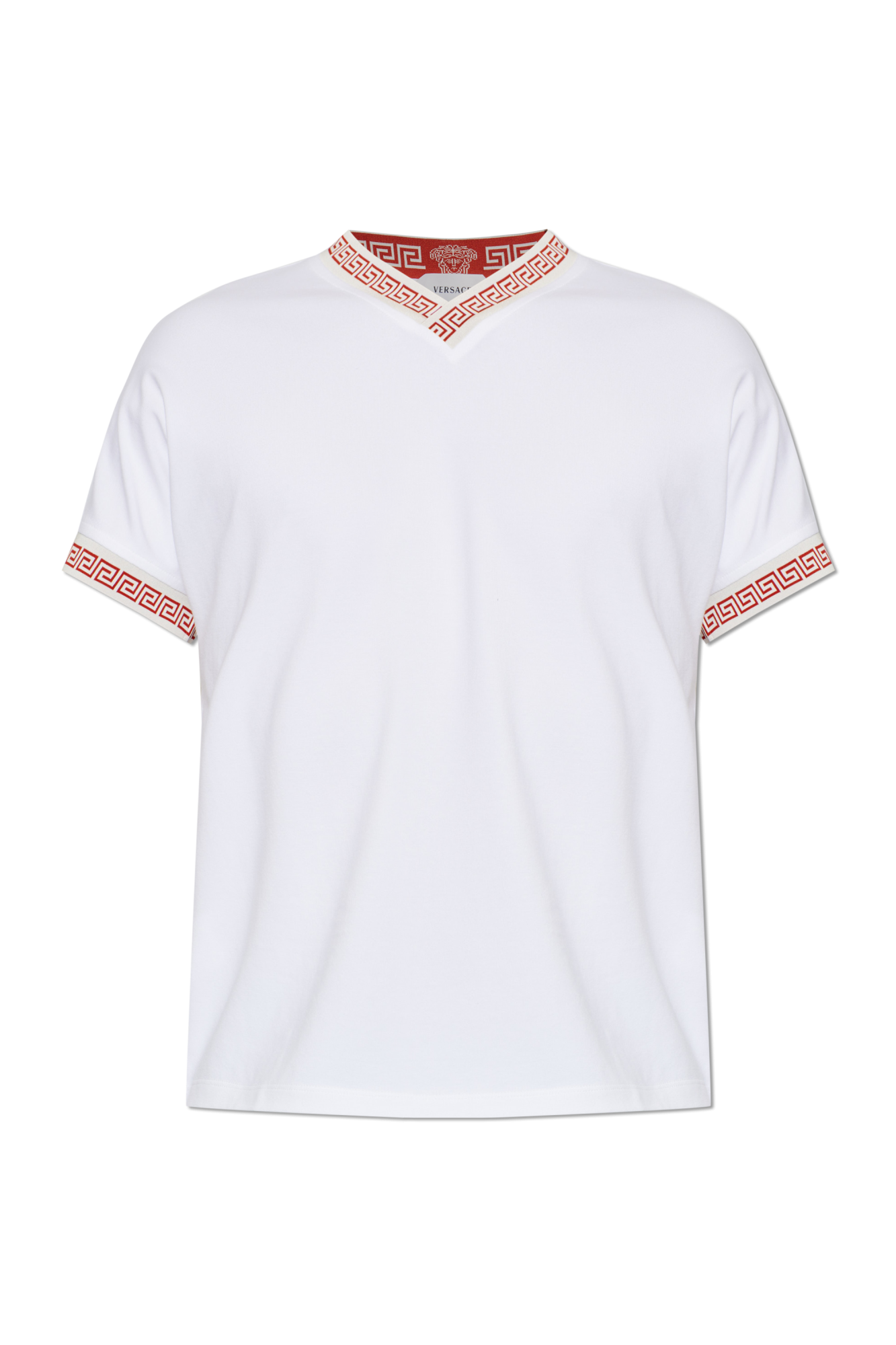 Versace T-shirt Z Dekoltem W Serek, Mężczyźni, Biały