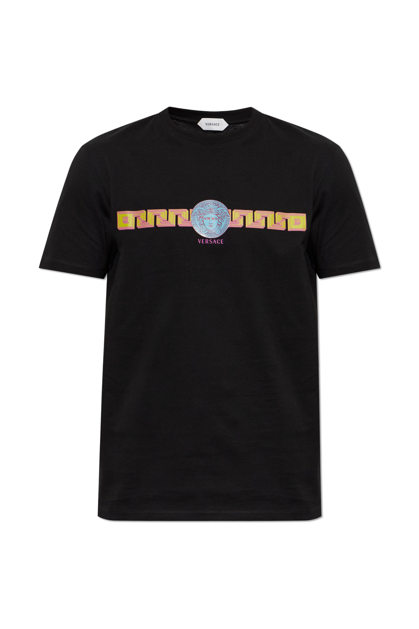 Versace Bawełniany T-shirt Z Nadrukiem, Mężczyźni, Czarny