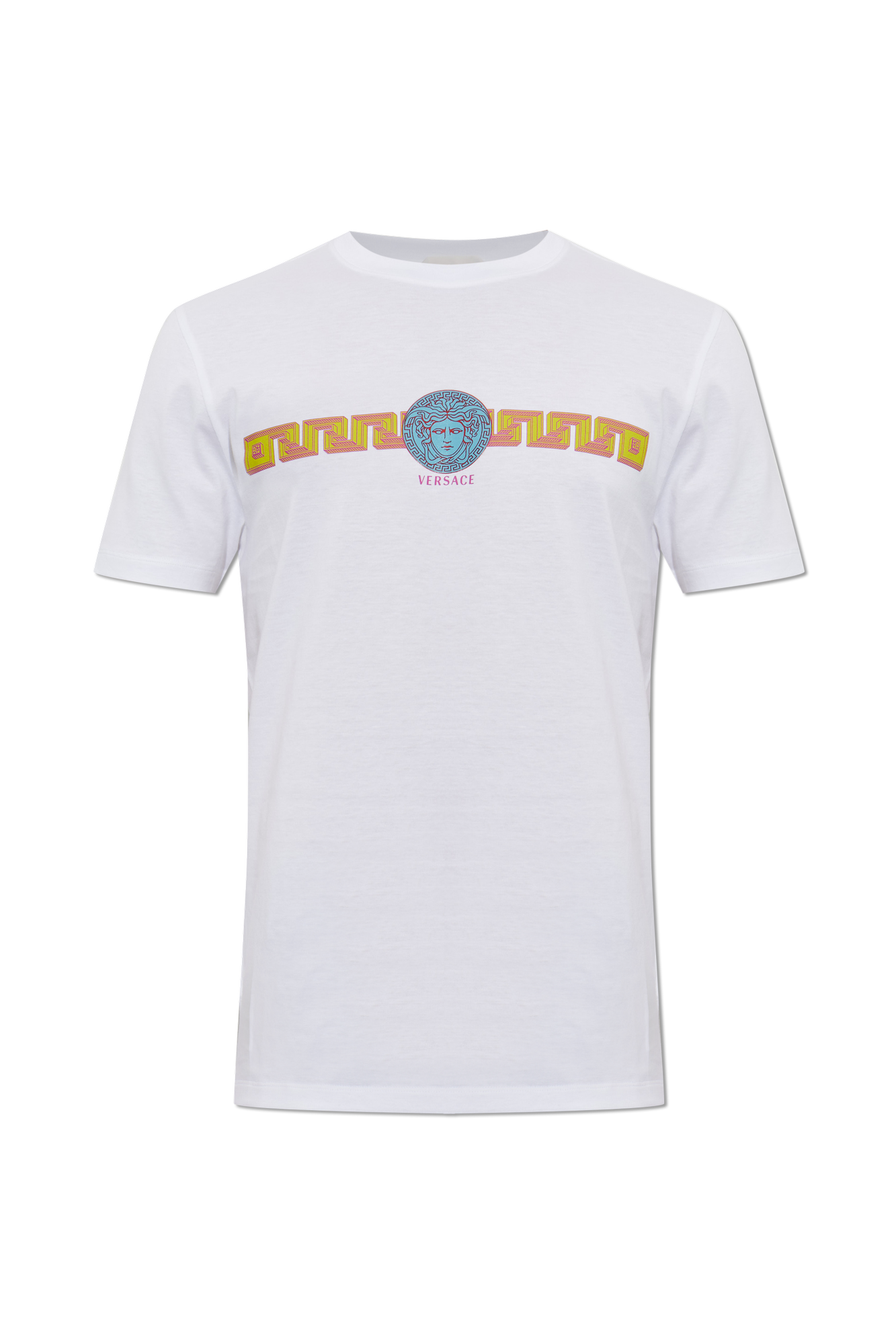 Versace Bawełniany T-shirt Z Nadrukiem, Mężczyźni, Biały