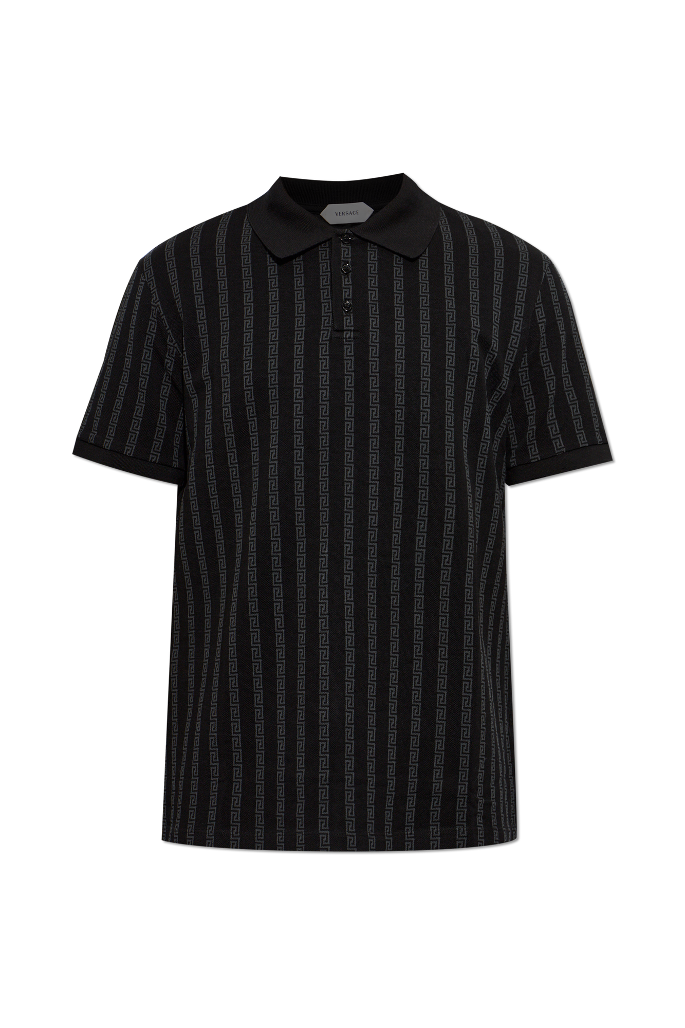 Versace Bawełniane Polo Z Monogramem, Mężczyźni, Czarny