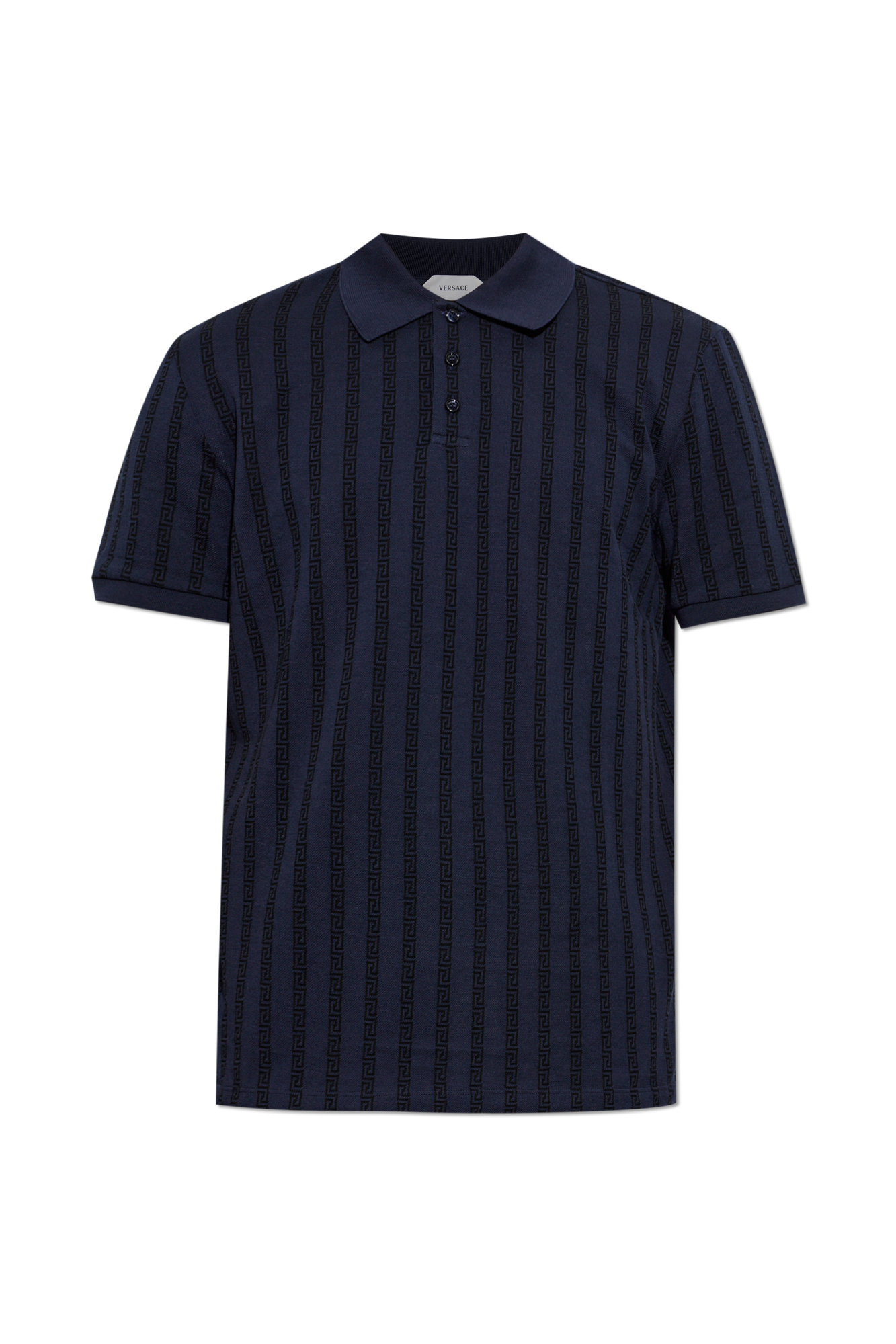 Versace Bawełniane Polo Z Monogramem, Mężczyźni, Granatowy